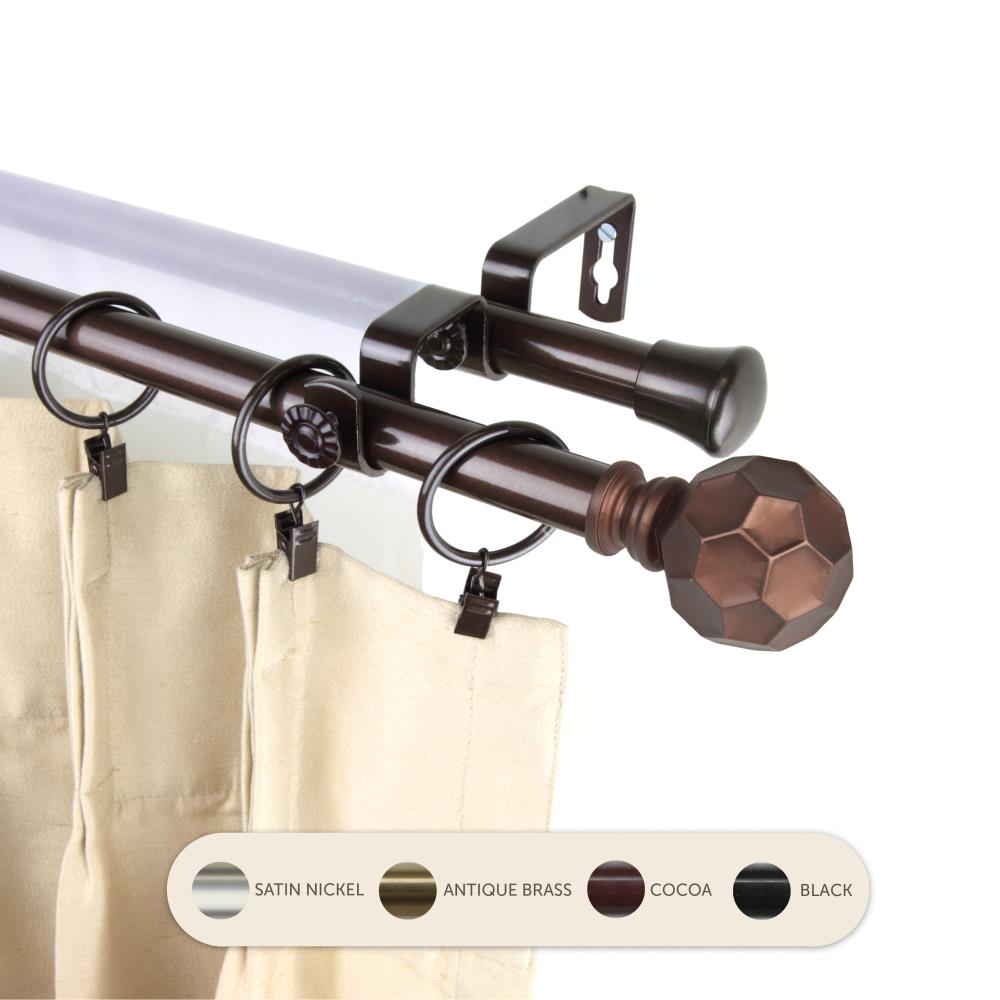 Hart & Harlow L4790-997 13/16-in Massimo 120-in to 170-in Cocoa Steel Double curtain rod with Finials