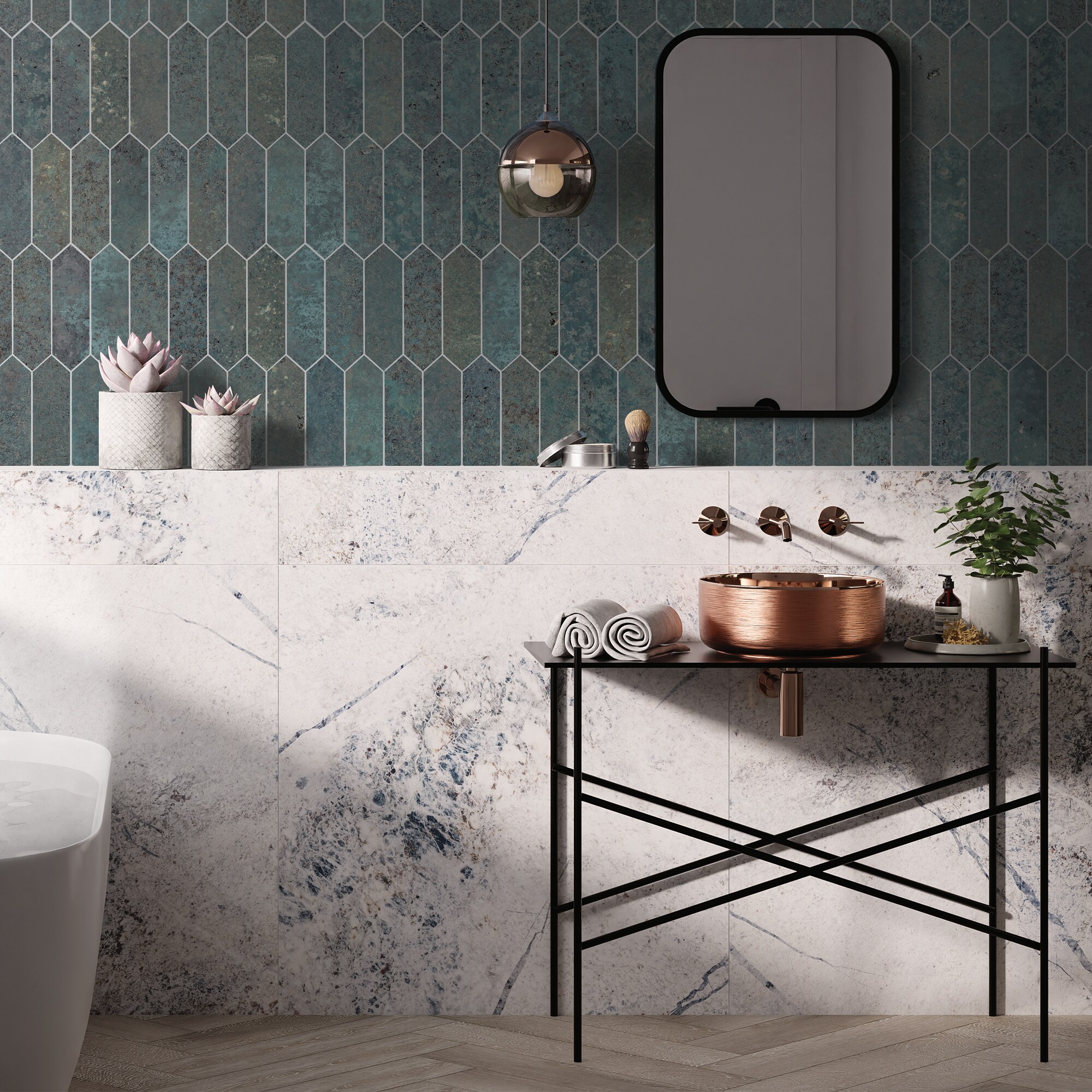 12" x 11.22" Stone Mix Peel & Stick Hexagon Mosaic Tile