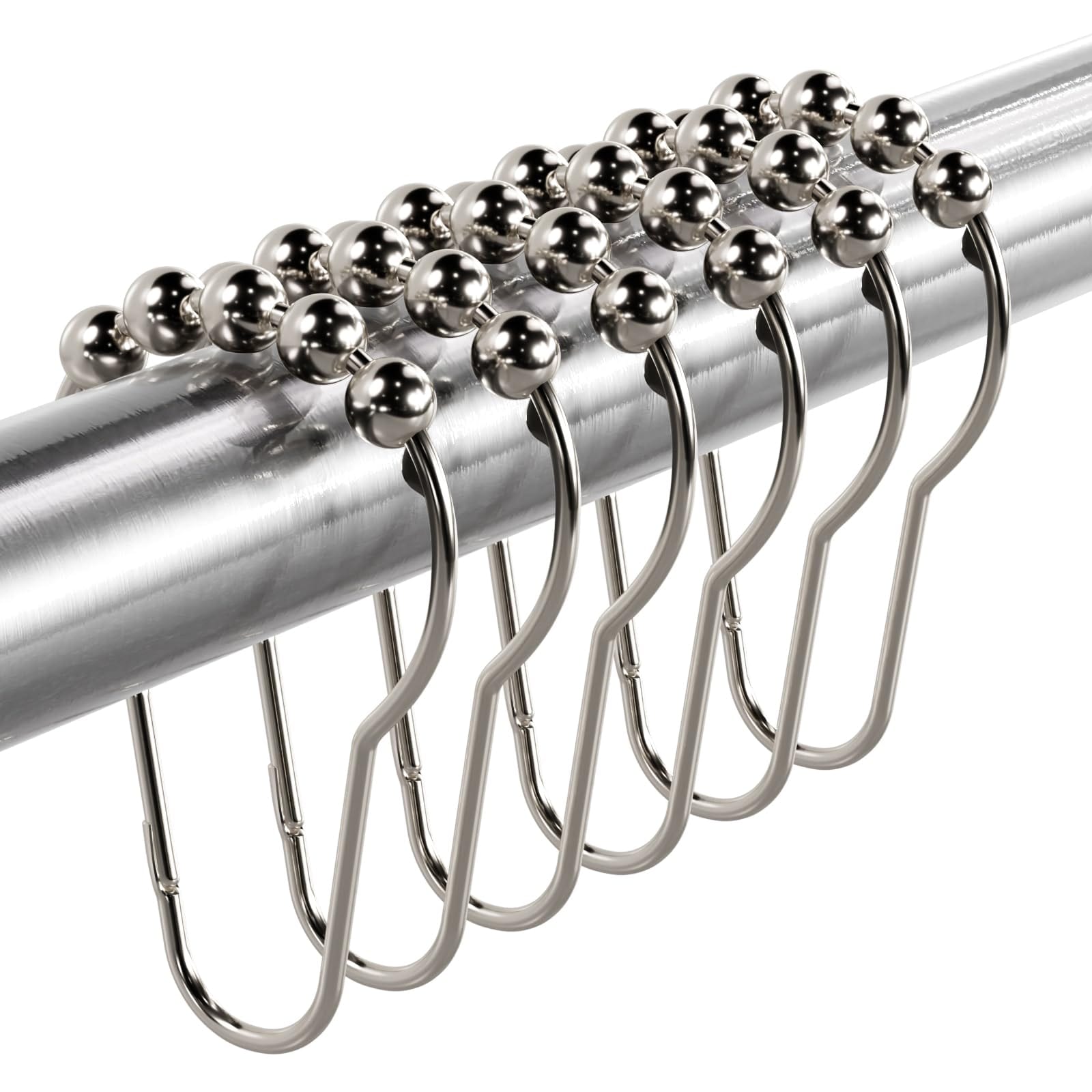 KIWDZFU  Metal Shower Curtain Hooks Rings Rust Resistant Durable Bathroom Shower Rod Rings Set of 12 Nickel Finish durable home and garden