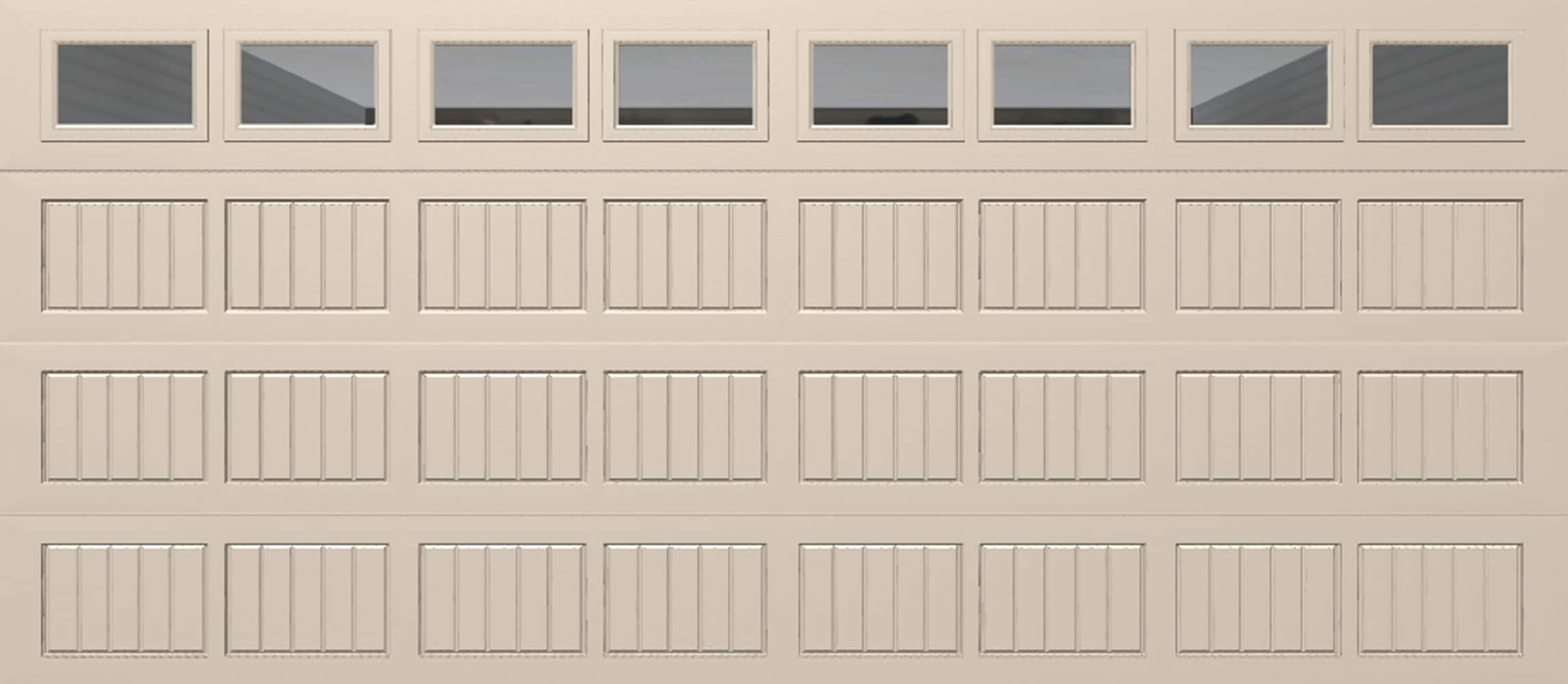 Classic Steel Model 8000 16-ft x 7-ft Almond Double Garage Door with Windows in Off-White | - Wayne Dalton WD8000SAC167