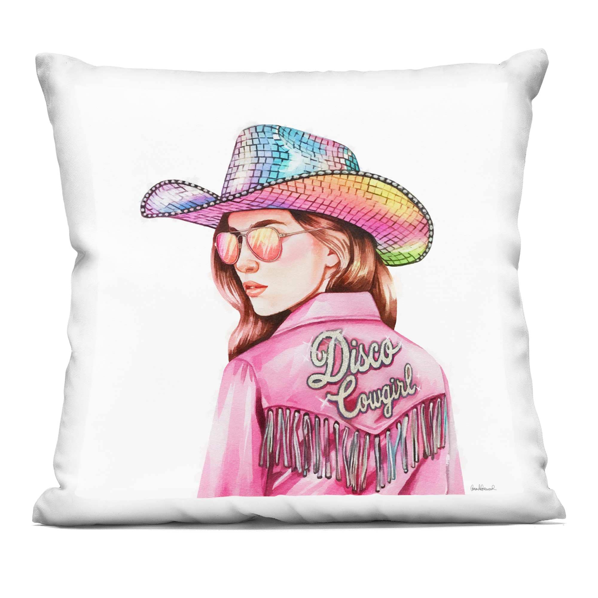 Stupell Industries -  Pink Disco Cowgirl Decorative Printed Pillow Design by Amanda Greenwood