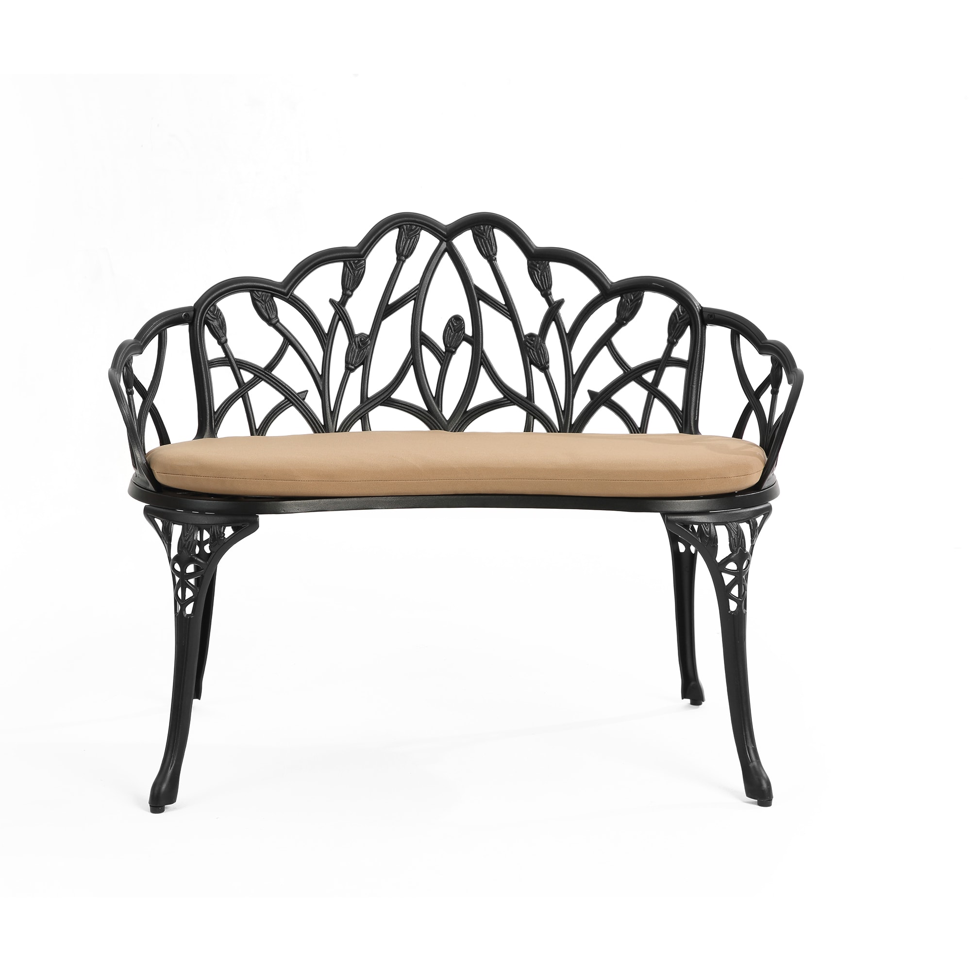 AHIOU HOME ZAAHG-105989B Kelowna 38.9-Inches W x 30.7-Inches H Black Aluminum Love seat Bench