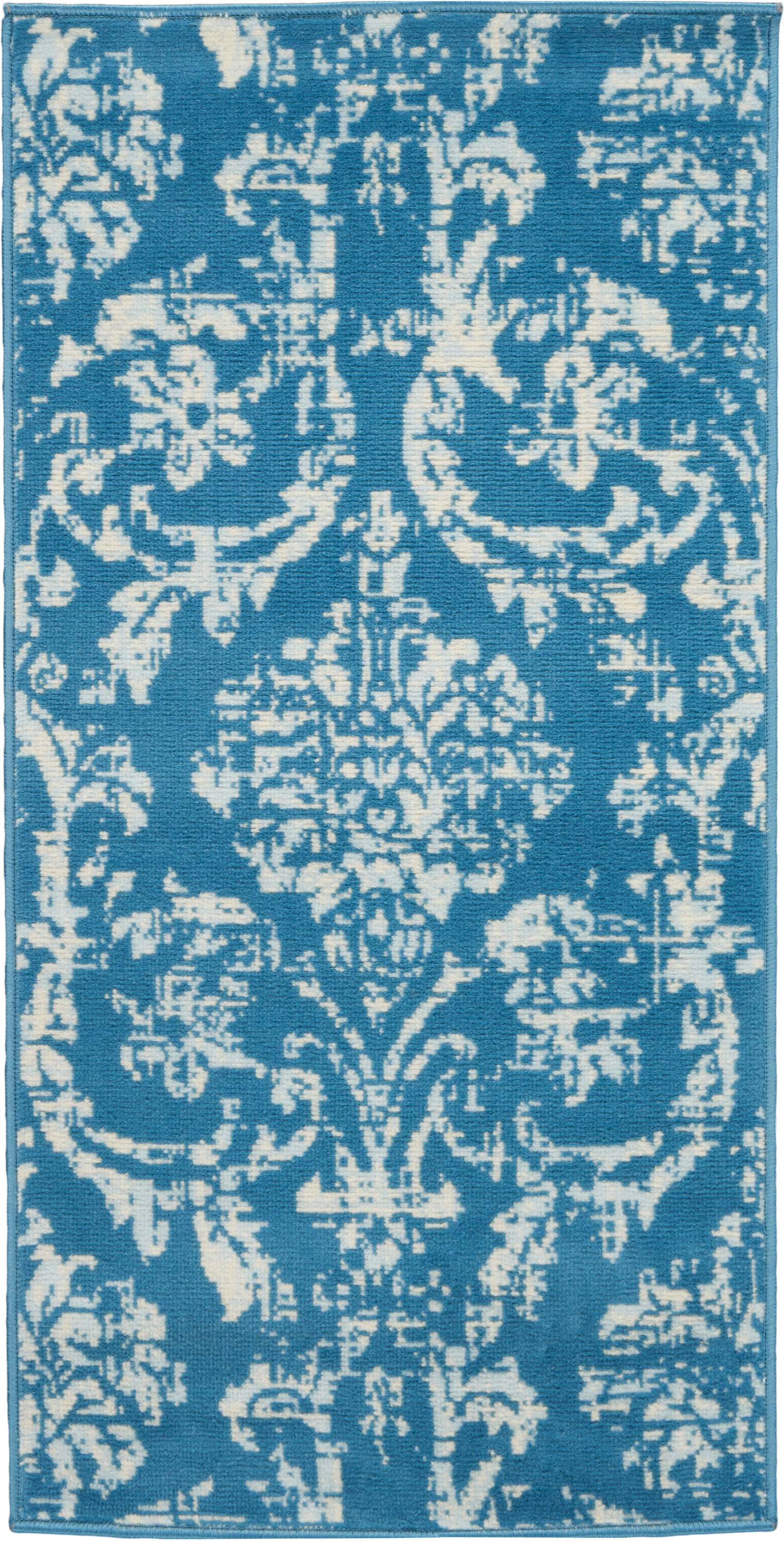 Blue Rectangular 4' x 6' Synthetic Hand-knotted Reversible Rug