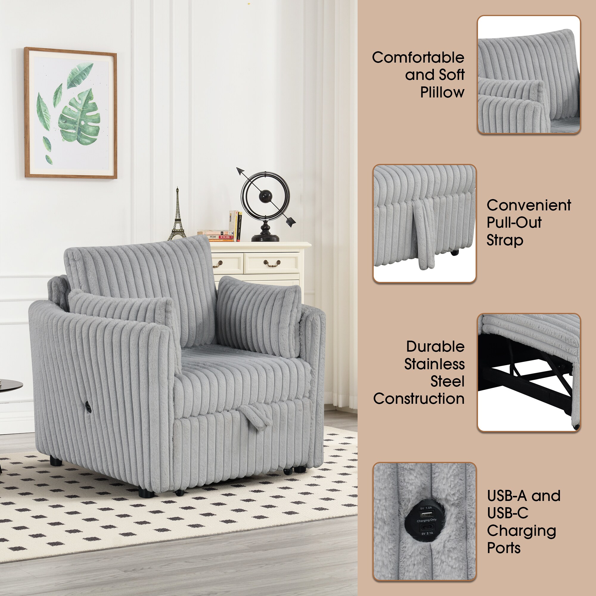 IHOMEadore MDSL64002GY-AC chairs - View #4