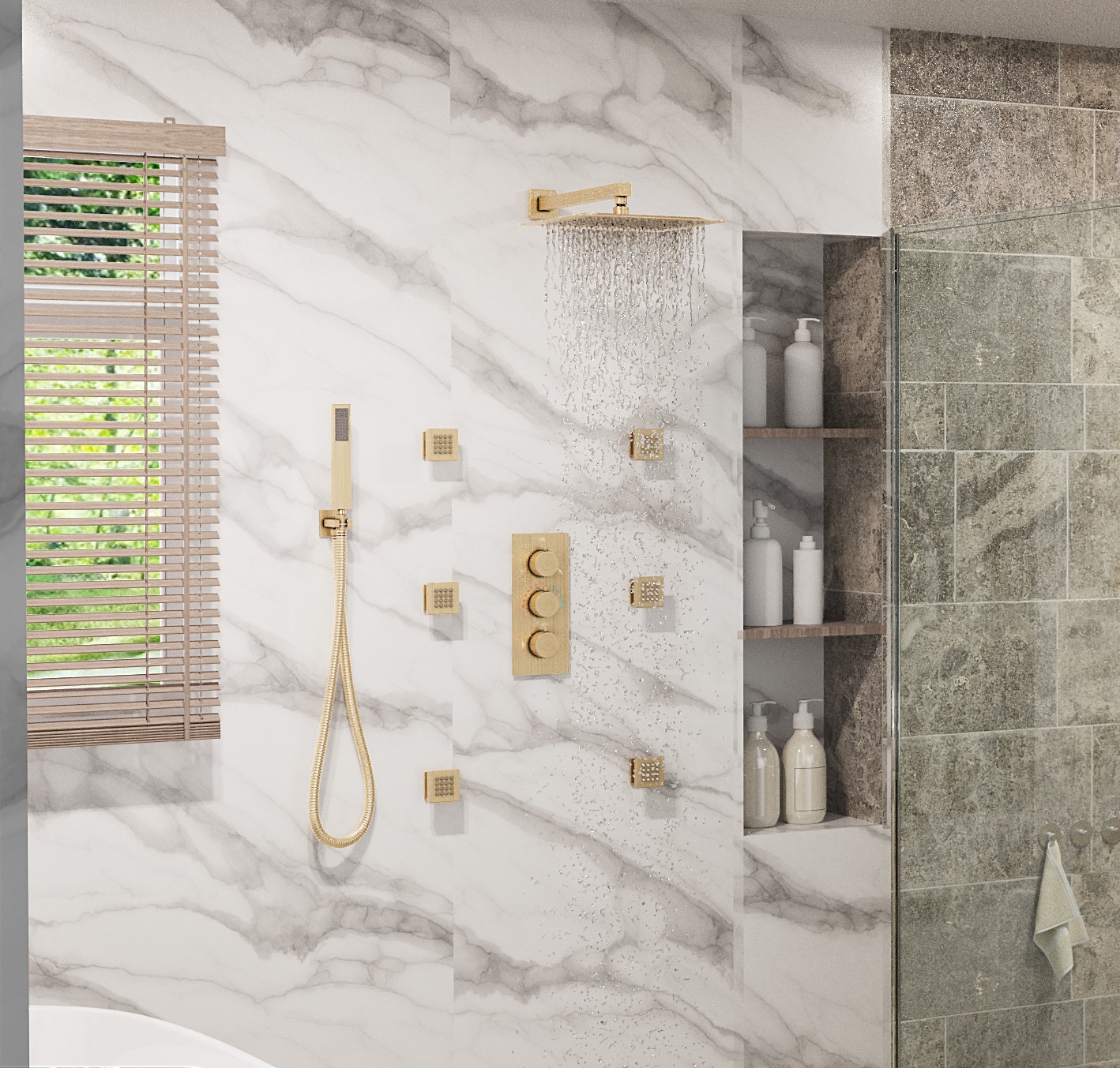 CASAINC EB-W-3-10-BN Showerhead-Bar-Panels - View #3