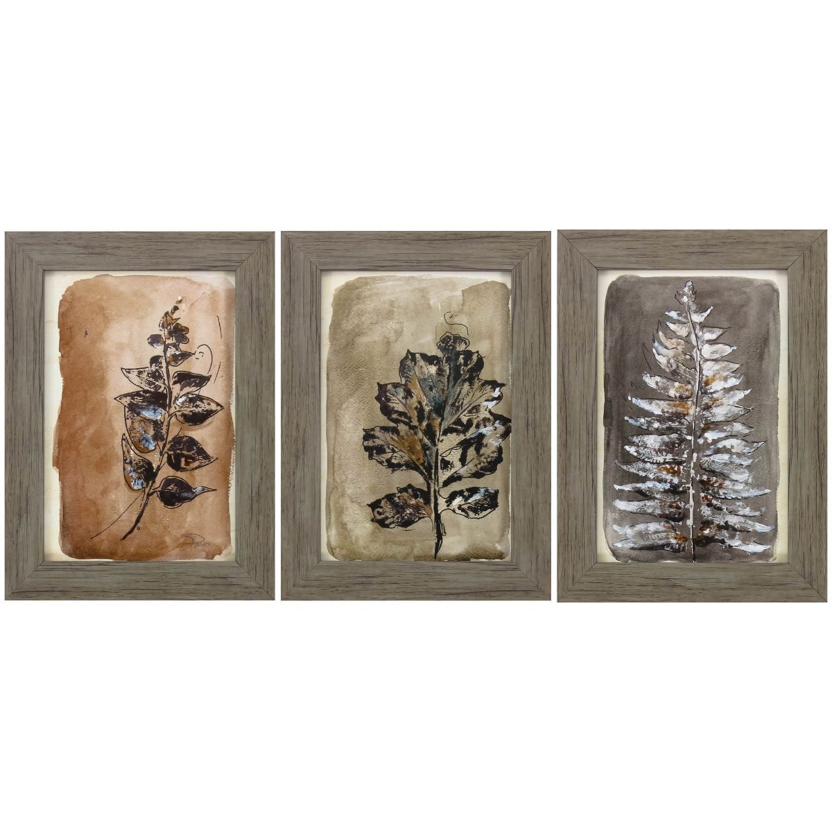 HomeRoots 365767 Brown Wood Framed 15-Inches H x 11-Inches W Floral Wood Print