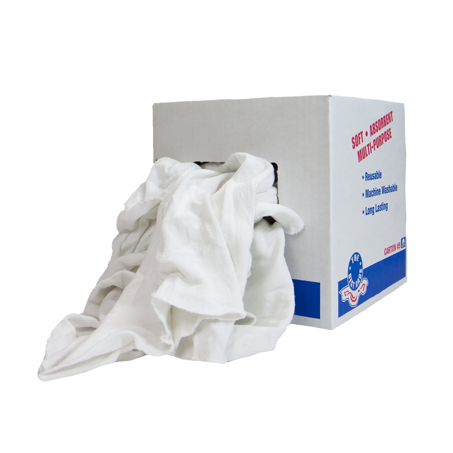 W51W New Washed White French Terry Cleaning Rags - 10lb Box