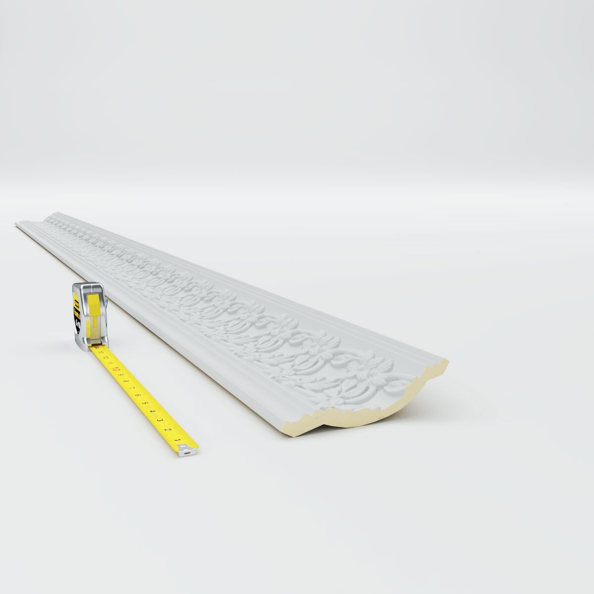 White Floral Polyurethane Crown Moulding, 94.5 inches