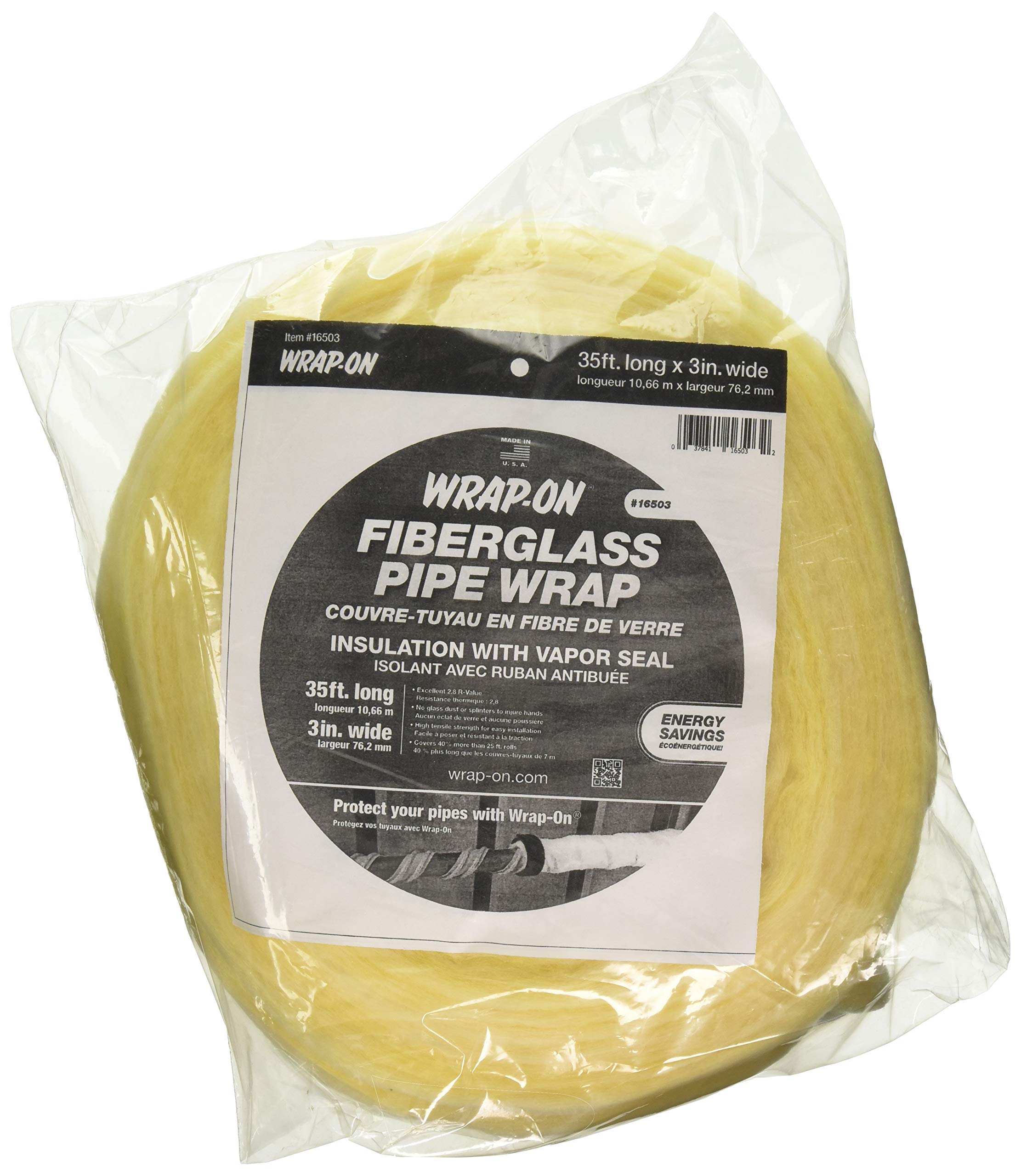 Wrap-It Wrap-On 347-16503 Fiberglass Pipe Wrap Insulation 3 in x 35 ft