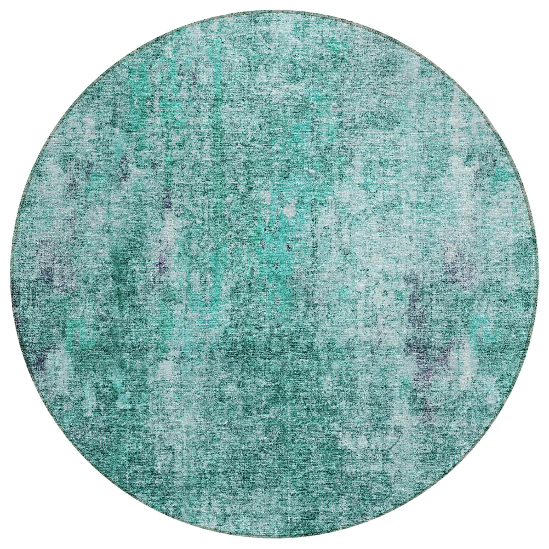 Addison Rugs ACN655TE8RO Chantille ACN655TE 8 x 8 (ft) Polyester Teal Round Indoor/Outdoor Geometric Machine washable Area rug