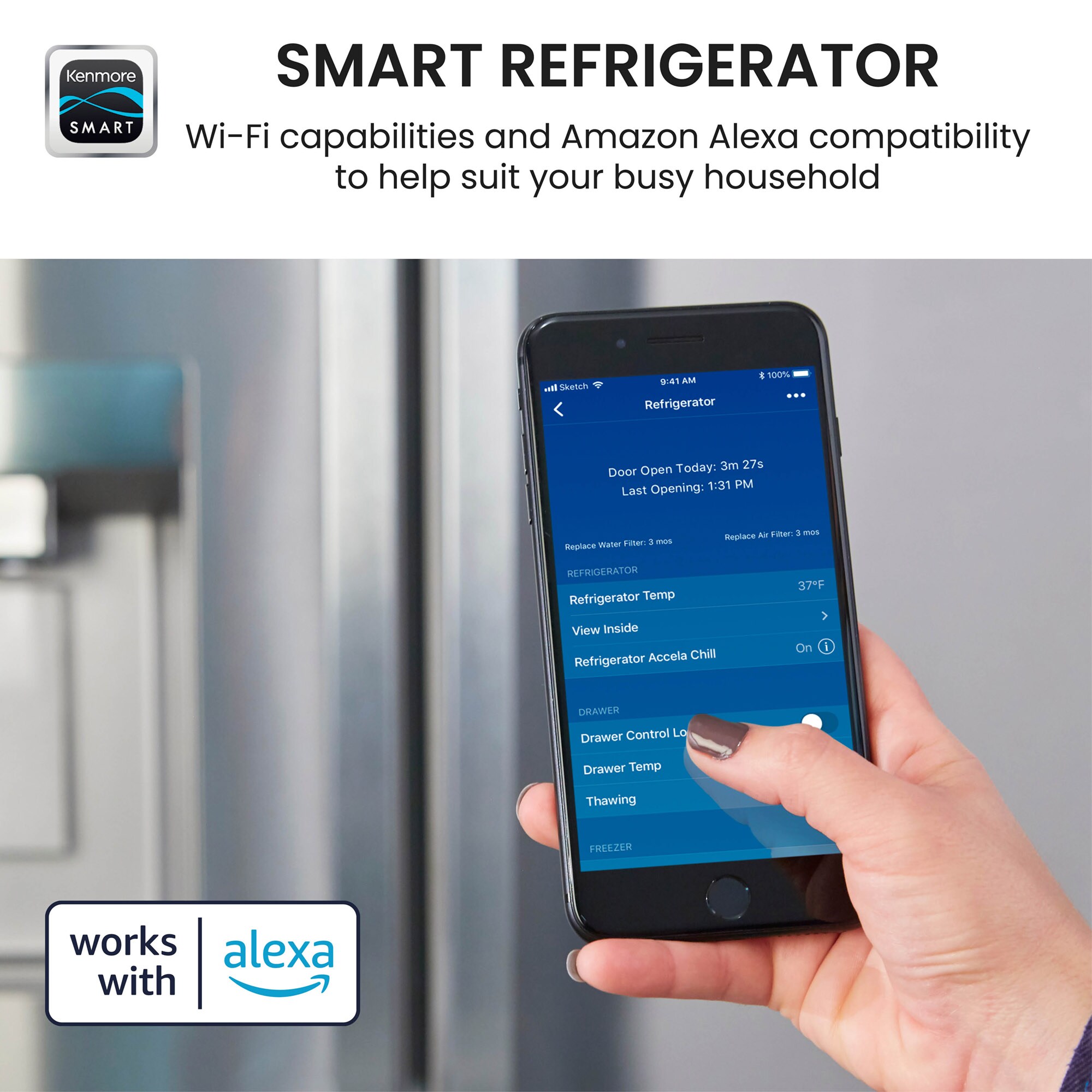 Kenmore 29.6-cu ft 4-Door Smart French Door Refrigerator with Ice