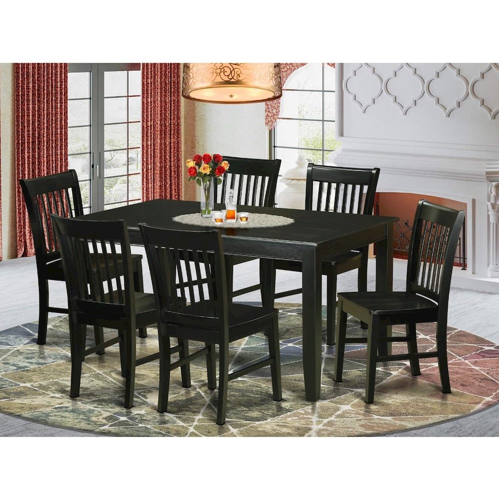 East West Furniture 7 Pc Dining room set Kitchen Table and 6 Dining ...