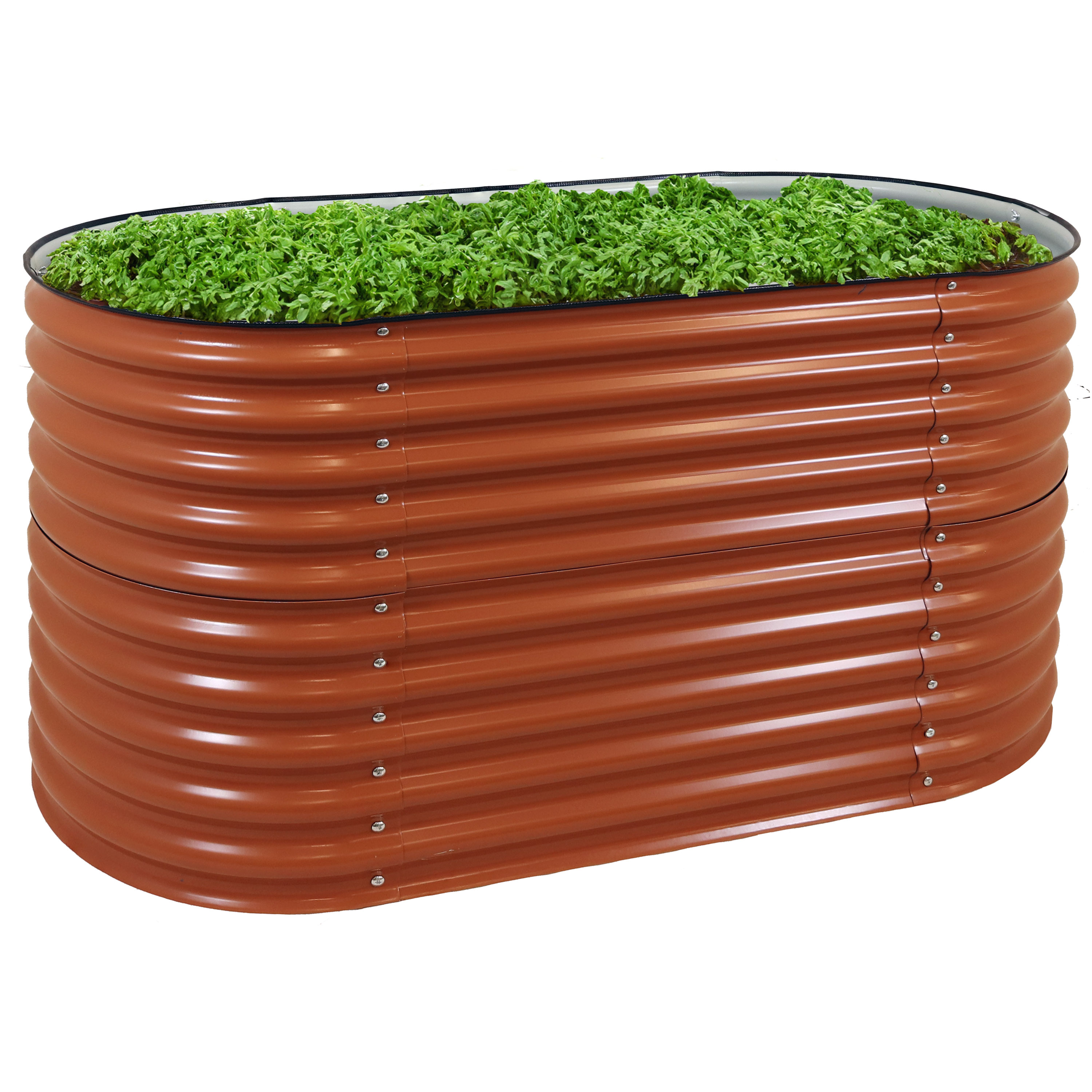 Sunnydaze Decor HST-891 62.5-in W x 32-in L x 32-in H Elevated Brown Galvanized Metal Raised Garden Bed