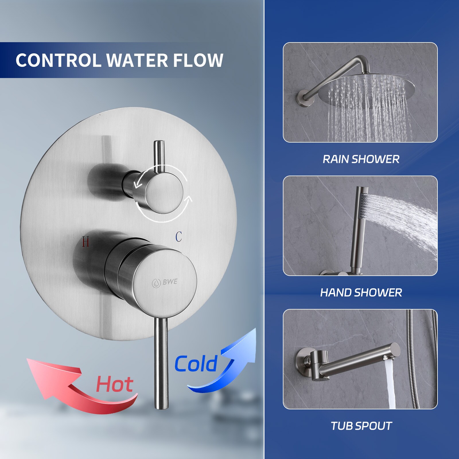 BWE A-98003-N Showerhead-Bar-Panels - View #5