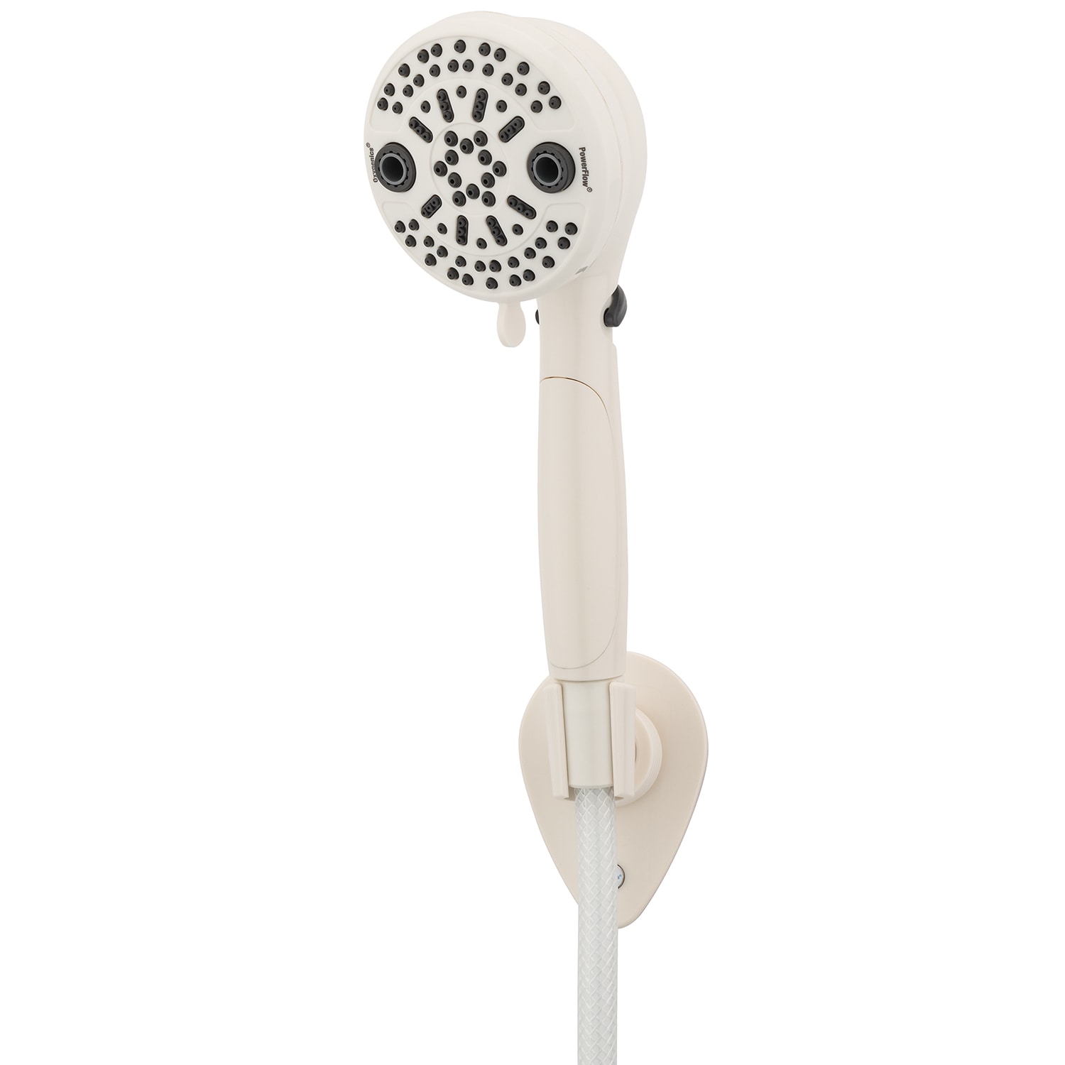 Oxygenics 87764 PowerFlow RV 5.0 -Settings White 3.35-in Round Handheld High Pressure Shower Head 1.8 GPM