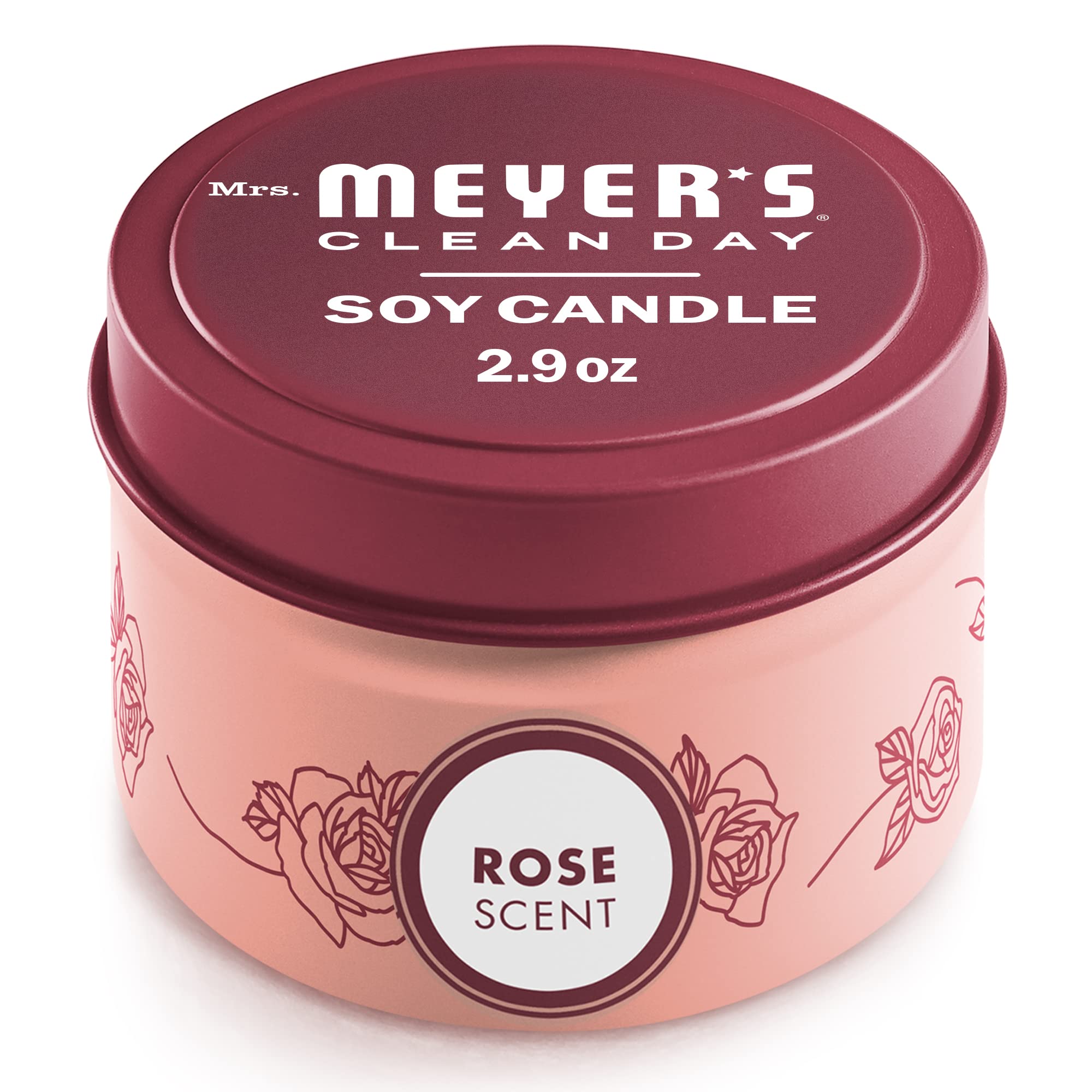 Mrs. Meyer's Clean Day  Rose Soy Tin Candle 2.9 oz 12-Hour Burn