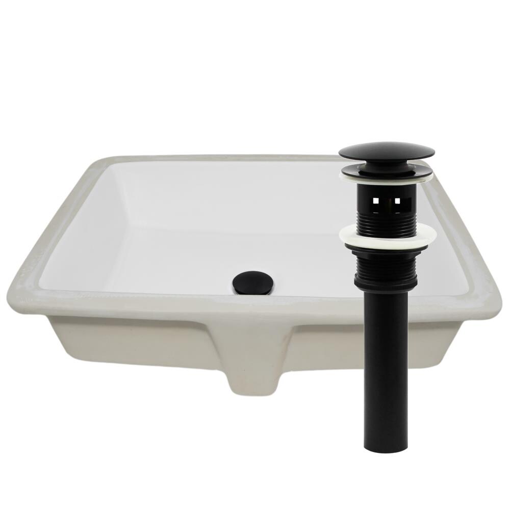 Novatto NP-U193911MB Undermount Porcelain Undermount Rectangular Modern White Bathroom Sink with Drain Included ( 20.5-Inches x 16.25-Inches )