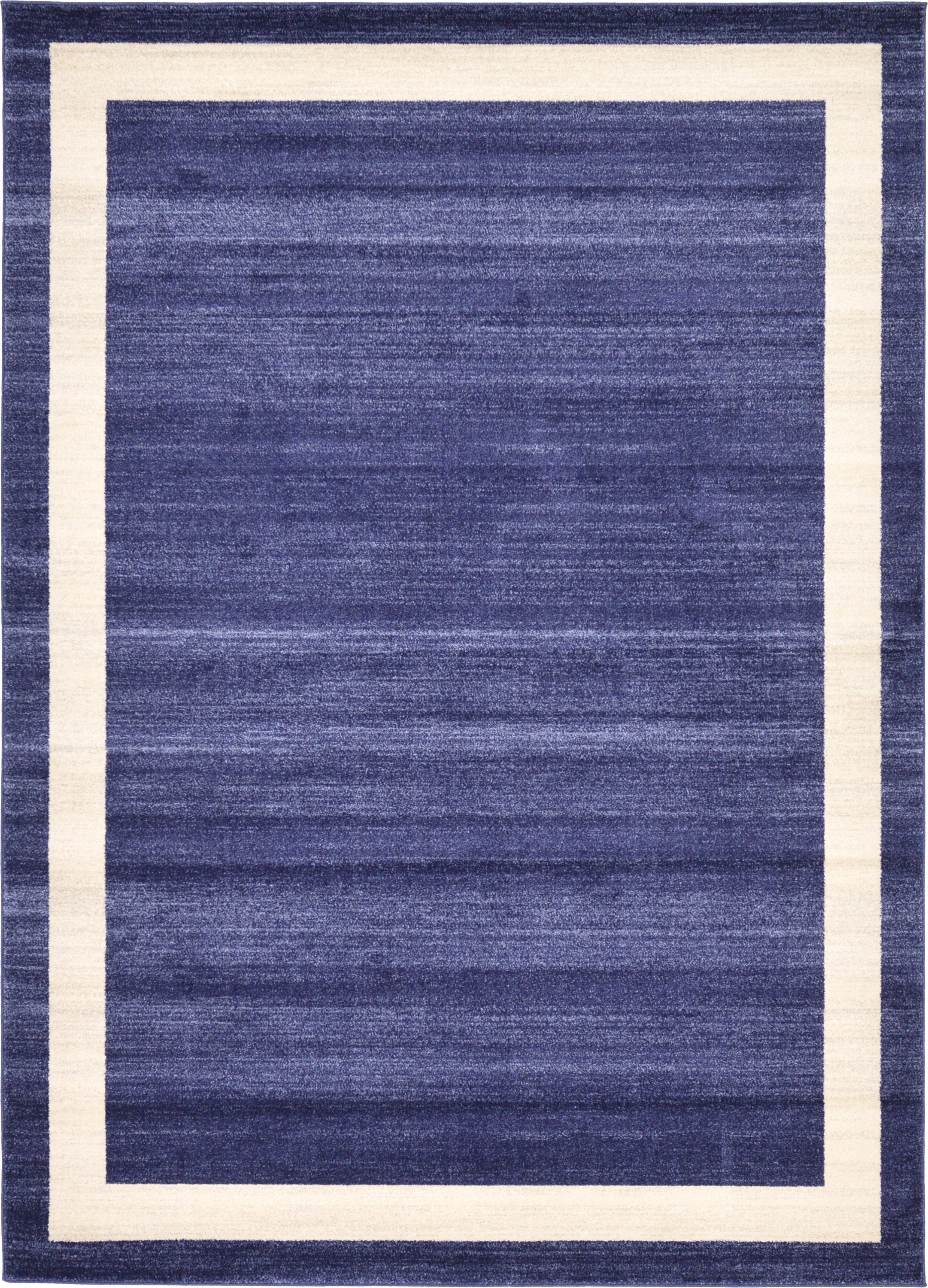 Unique Loom 3127276 Maria Del Mar 6 x 9 (ft) Loomed Polypropylene Navy Blue/Ivory Rectangular Indoor Border Industrial Area rug