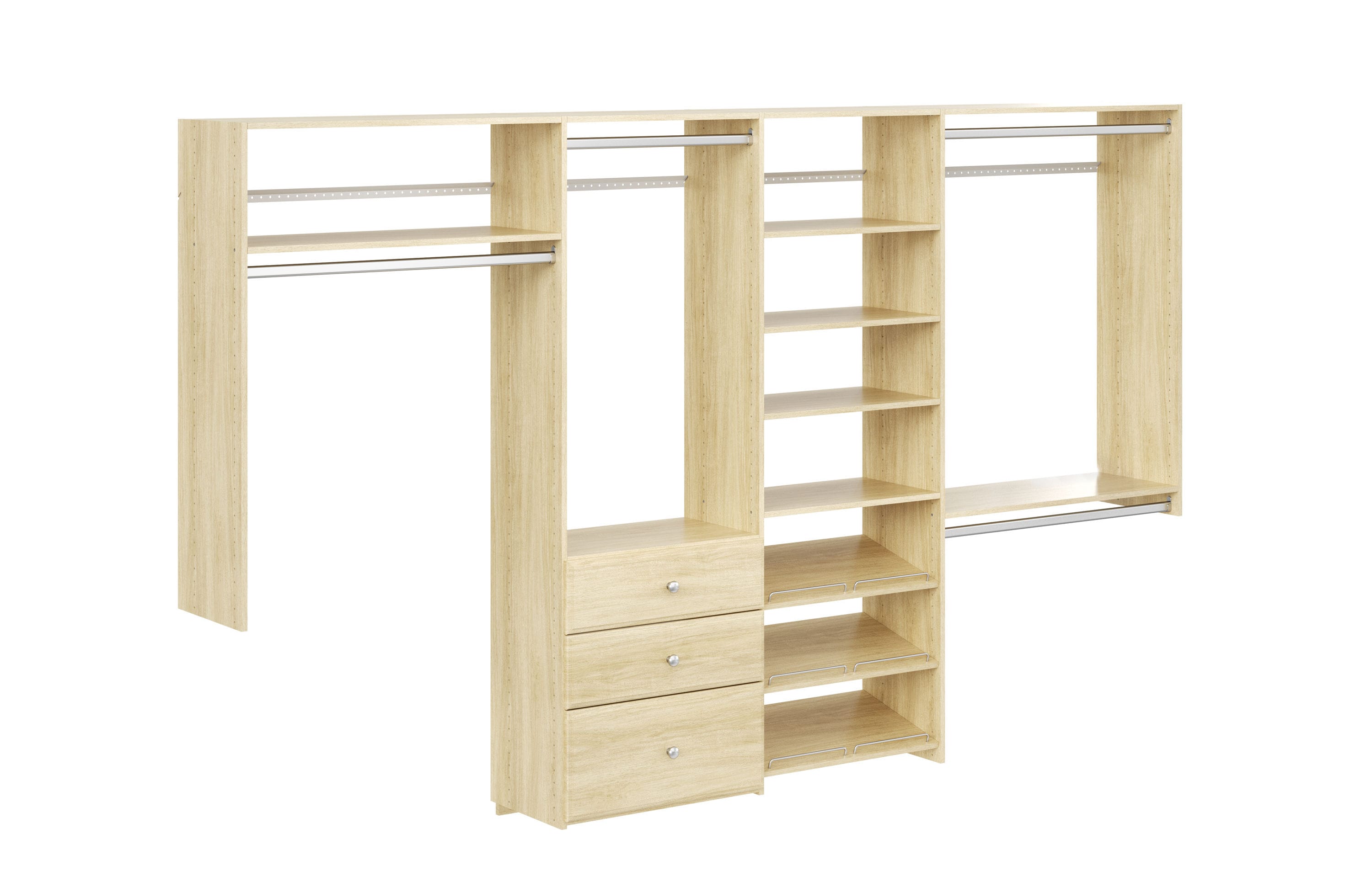 Honey Blonde Dual Tower Closet Organizer with Drawers