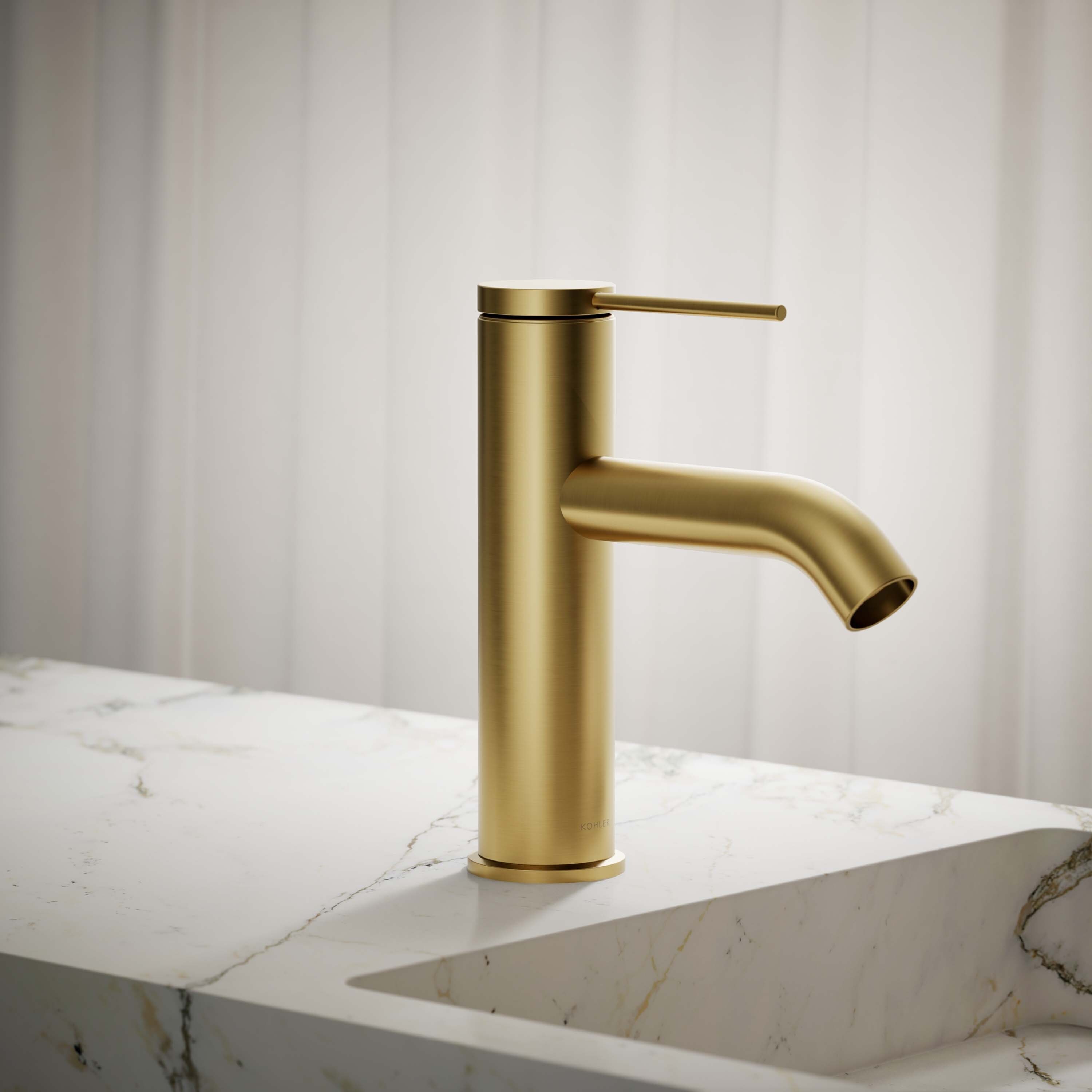 KOHLER K-77958-4A-2MB Components Vibrant Brushed Moderne Brass Single hole 1-handle WaterSense Low-arc Residential Handle Bathroom Sink Faucet with Drain
