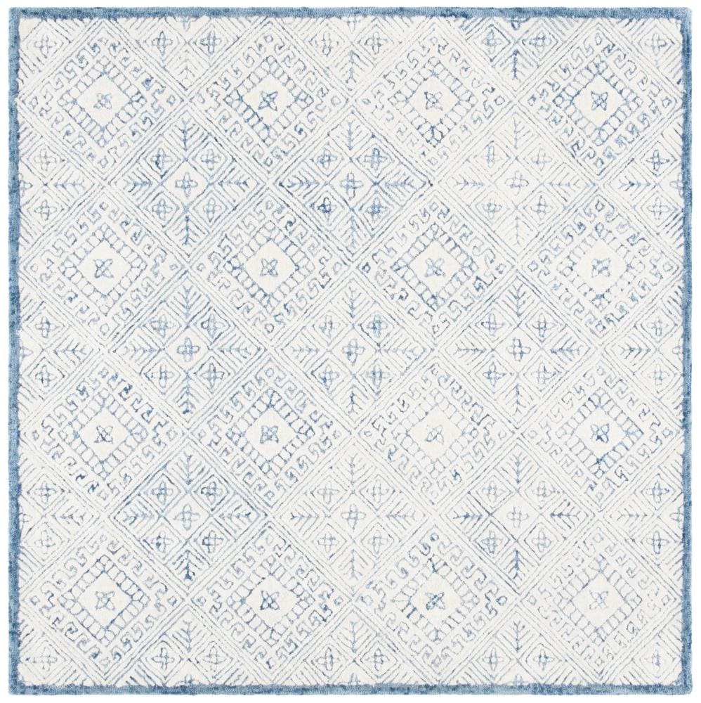 Safavieh GLM660M-6SQ Glamour Polias 6 x 6 (ft) Tufted Wool Blue/Ivory Square Indoor Abstract Area rug