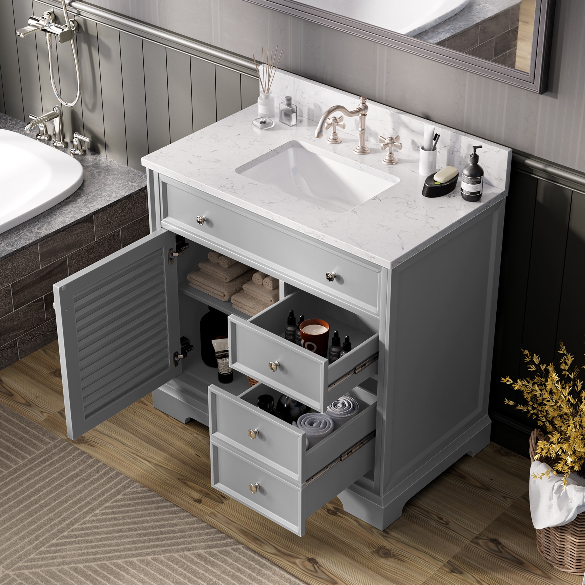 JEAREY JE-12FTTJWT-GR Bath-Vanity-Combo - View #3