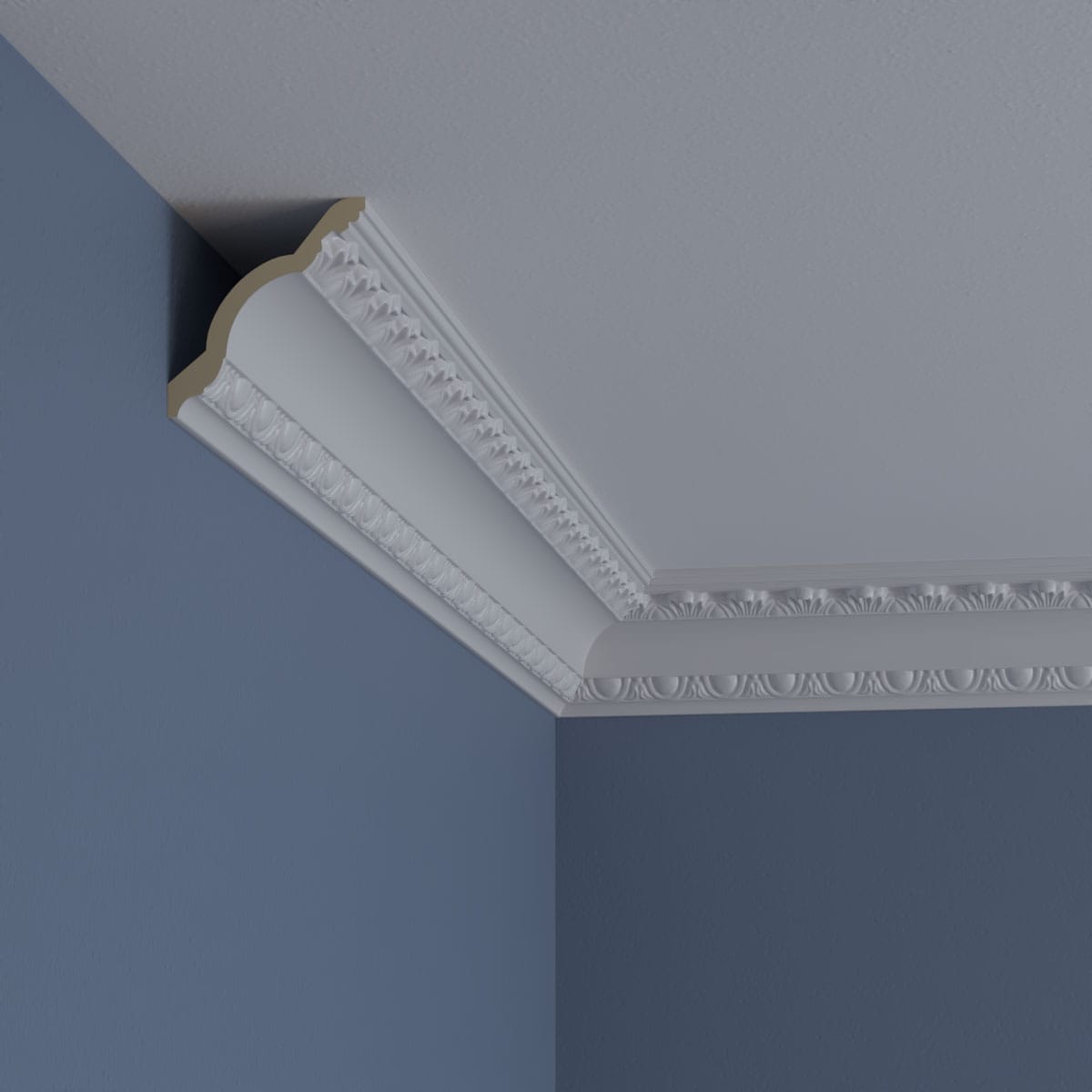 Primed White Polyurethane Egg and Dart Crown Moulding