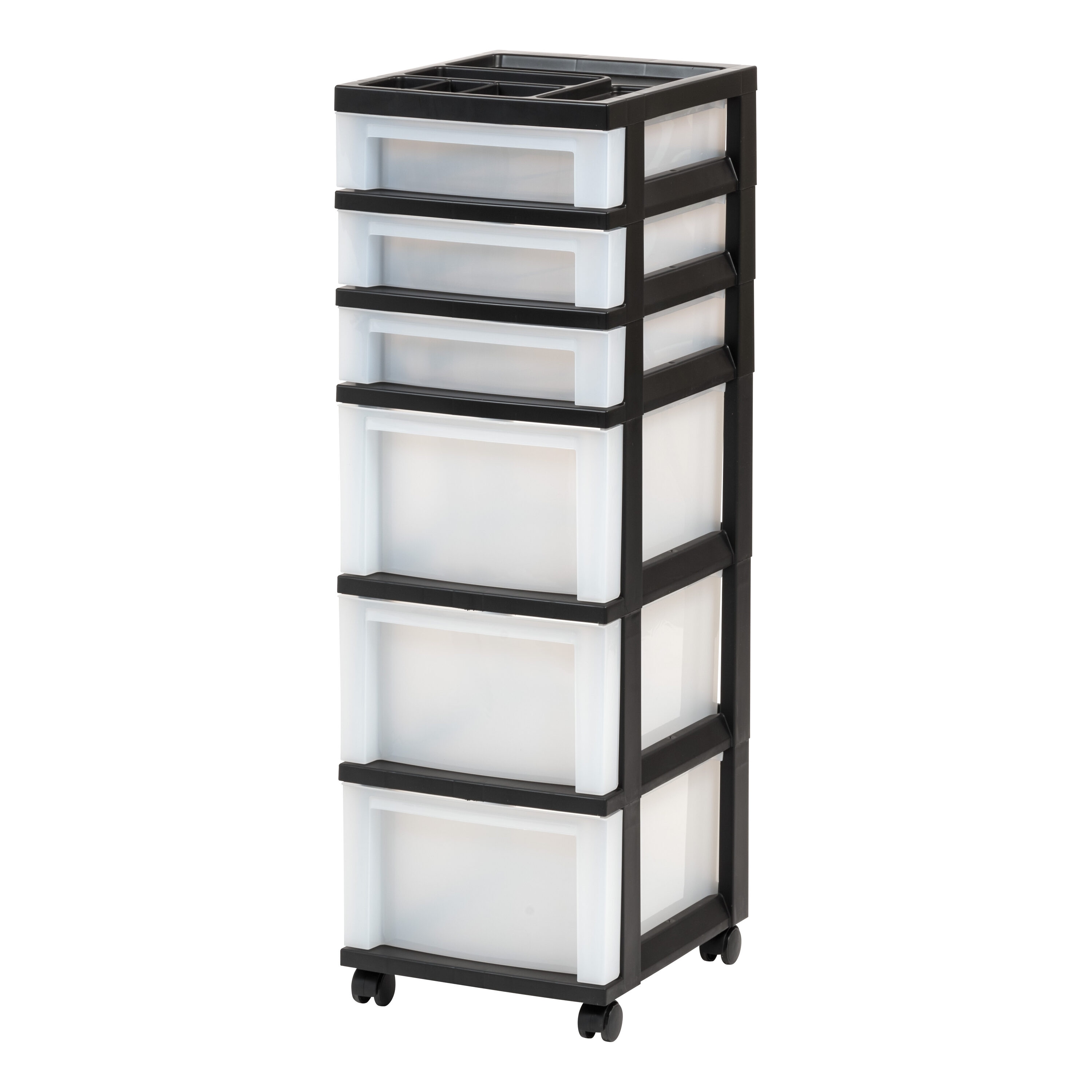 Iris 6 Drawer Storage Cart with Organizer Top black/pearl