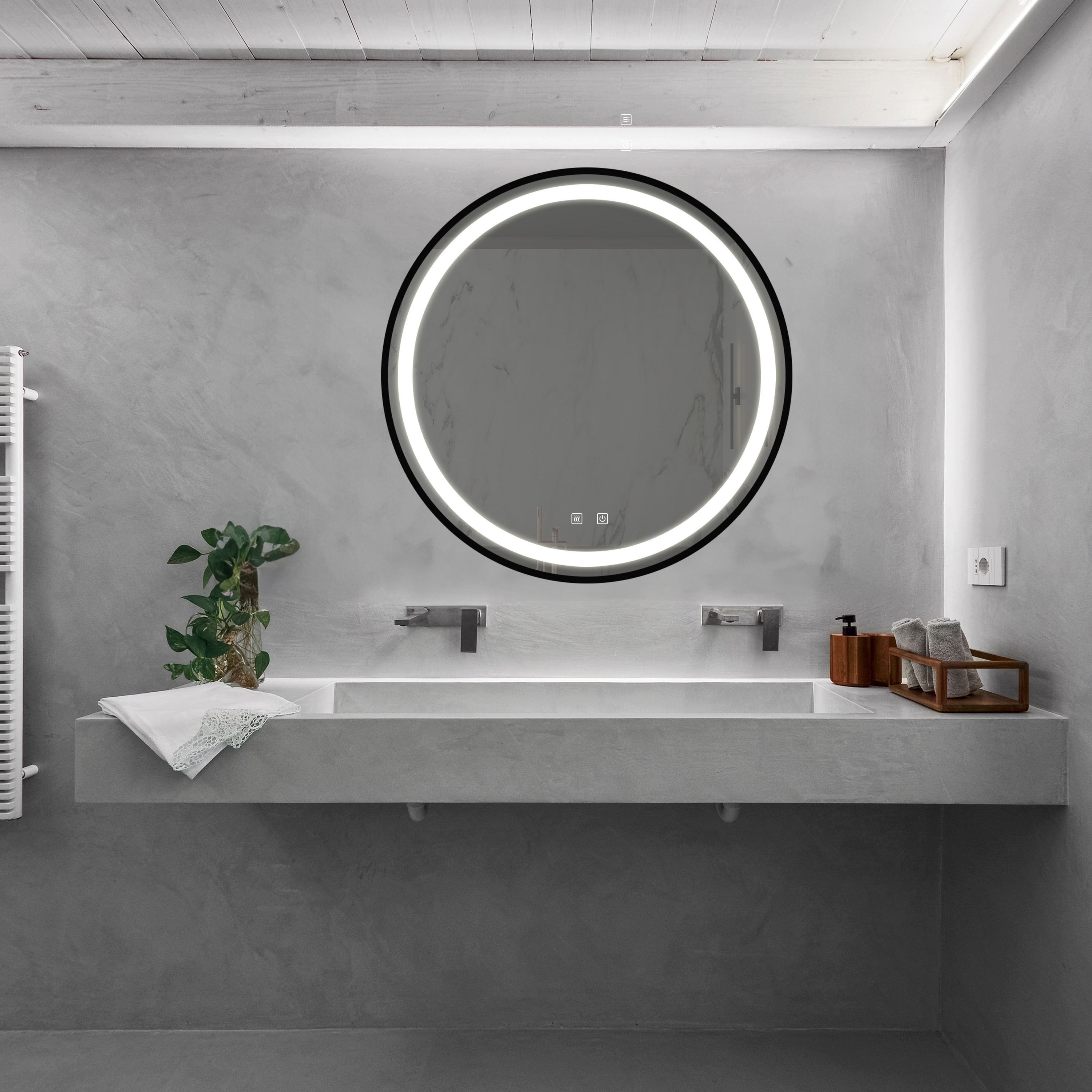 Tatayosi XH-210838 24 Inch Smart LED Bathroom Mirror with Anti Fog and Adjustable Lighting