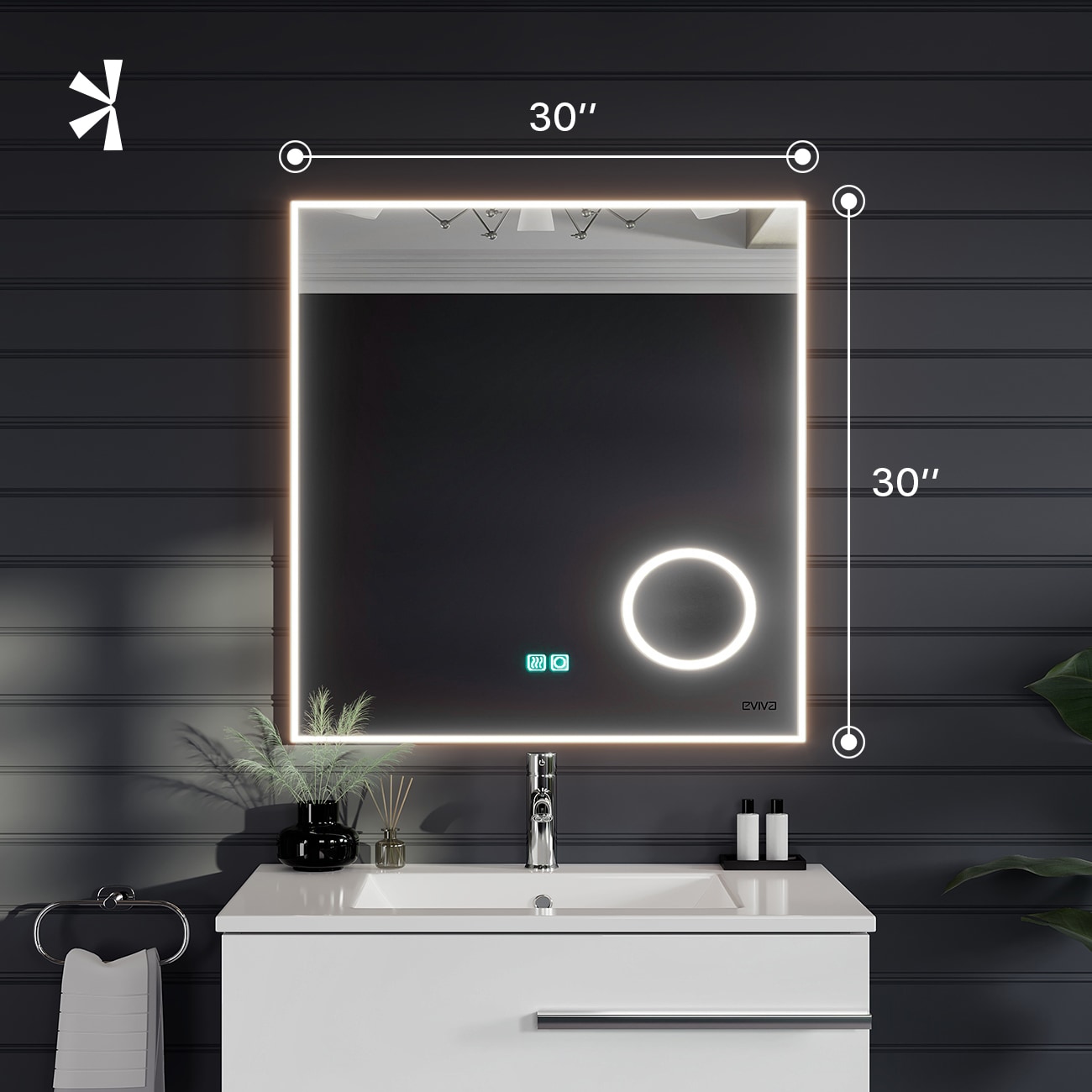 Eviva EVMR550-30X30-LED Framed-Bath-Mirrors - View #3