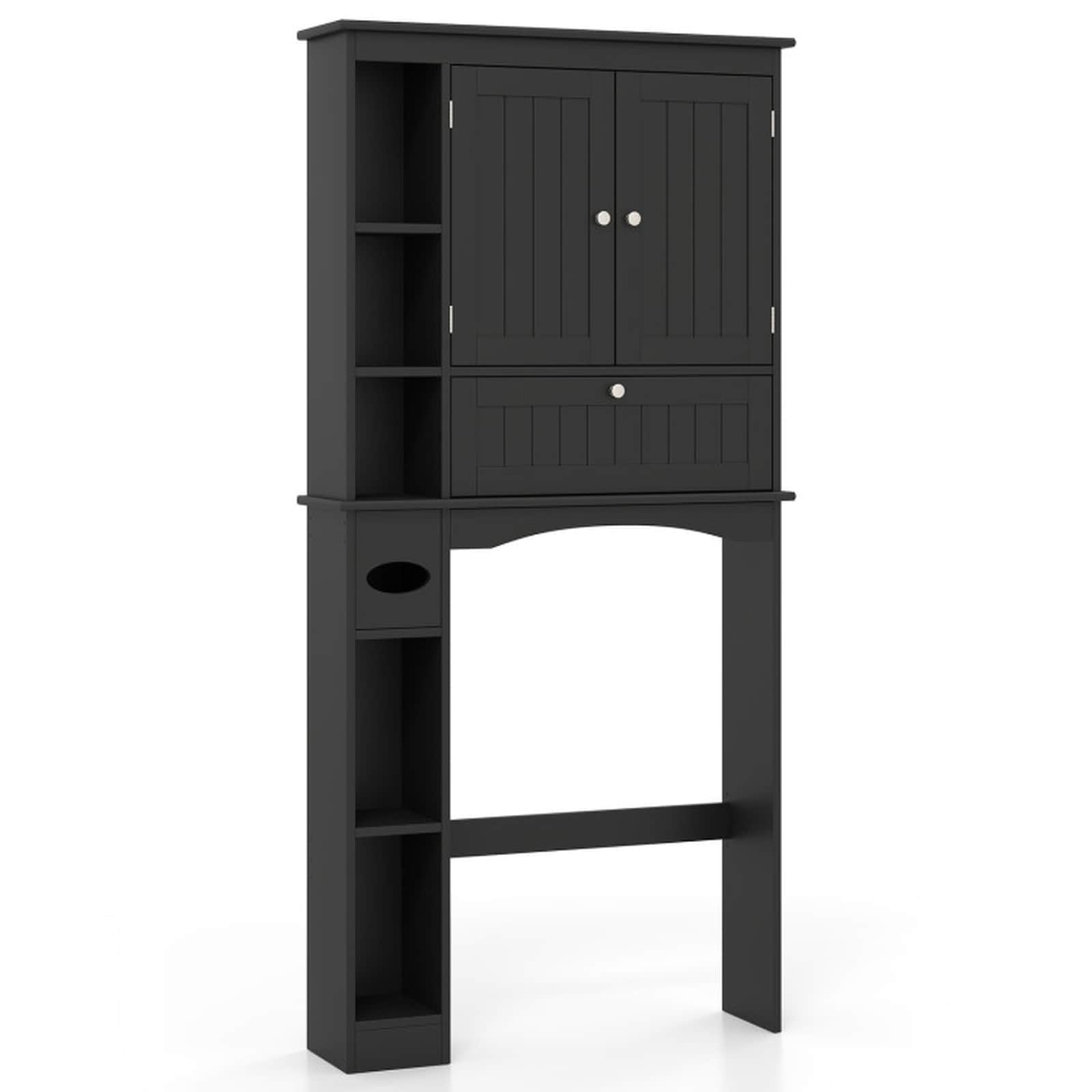 SUGIFT Over-the-Toilet Storage Cabinet 65-in Tall with Adjustable Shelf and 2 Anti-Tip Kits featuring 265-lb Total Capacity for Bath