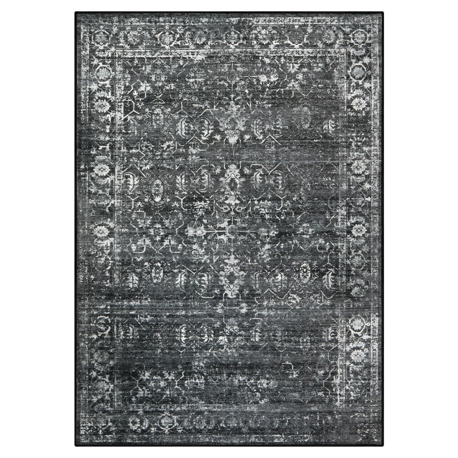 Lahome AR-ZZR-006-GR2 5 x 7 (ft) Light Gray Vintage Flow Pearl Velvet Rectangular Indoor Area Rug