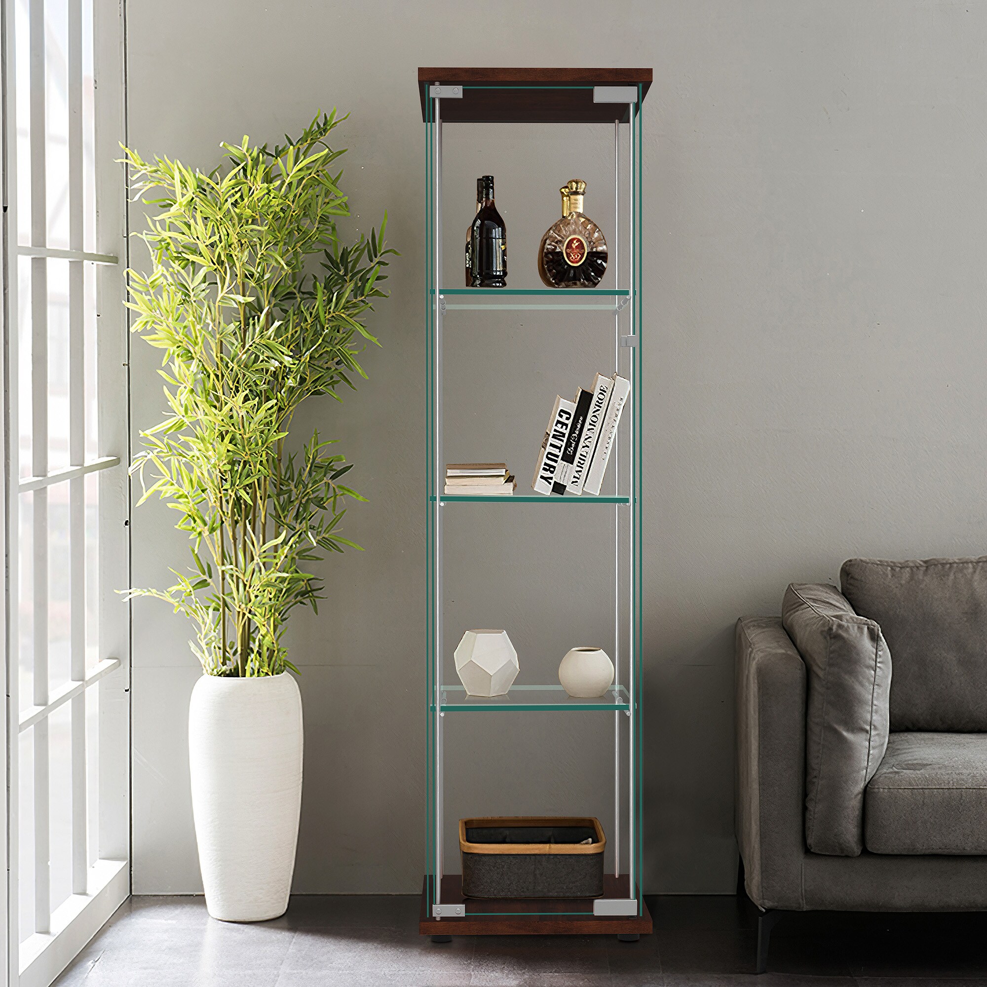 NeuType Contemporary/Modern Brown China Cabinet with Wine Storage in ...