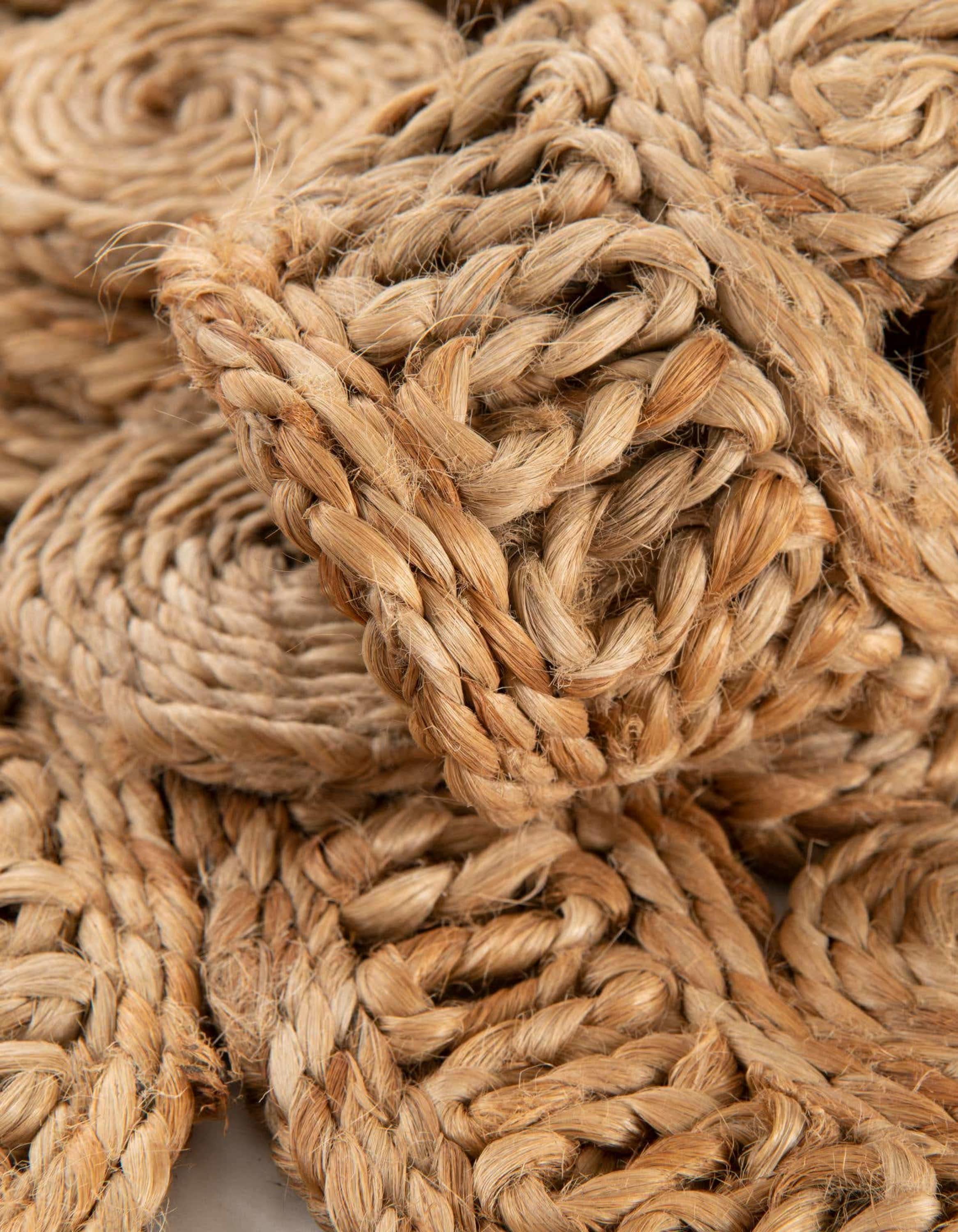 Handmade Braided Jute Square Rug in Natural Brown