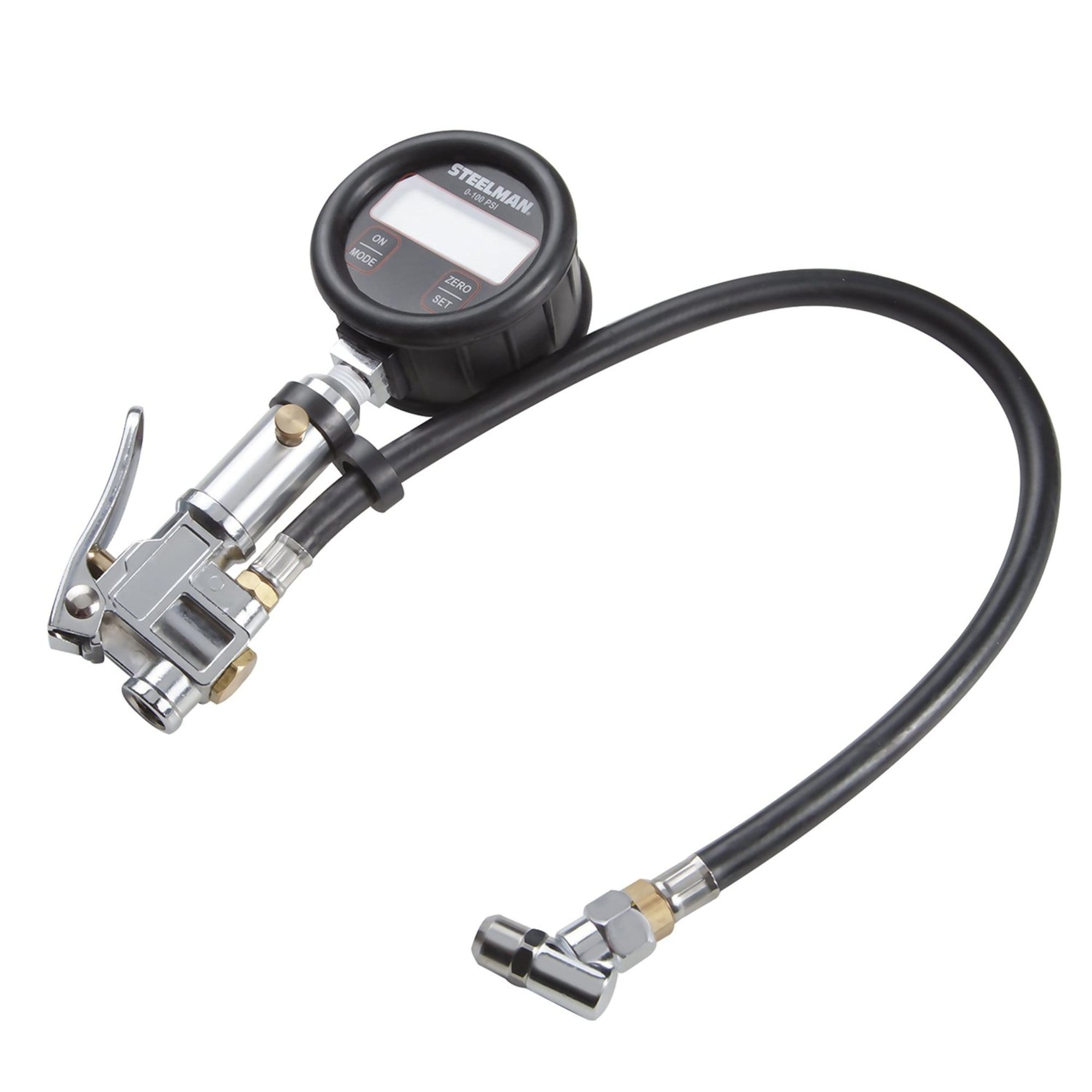 STEELMAN 97977 High Accuracy Digital-Gauge Tire Inflator with Temperature Compensation and 15-inch Hose Whip, 0-100 Psi