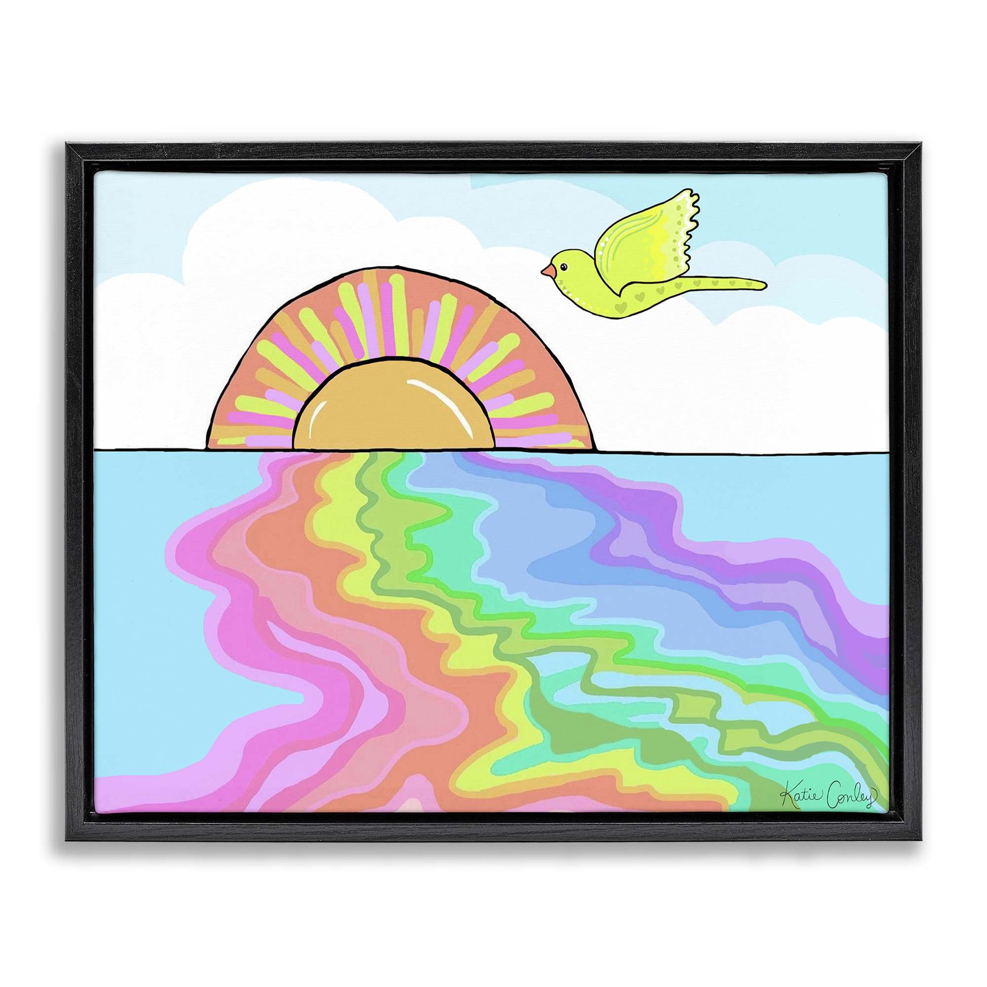 Stupell Industries BS-763-FFB-24X30 Swirling Rainbow Sea Reflection Floating Frame design by Katie Conley