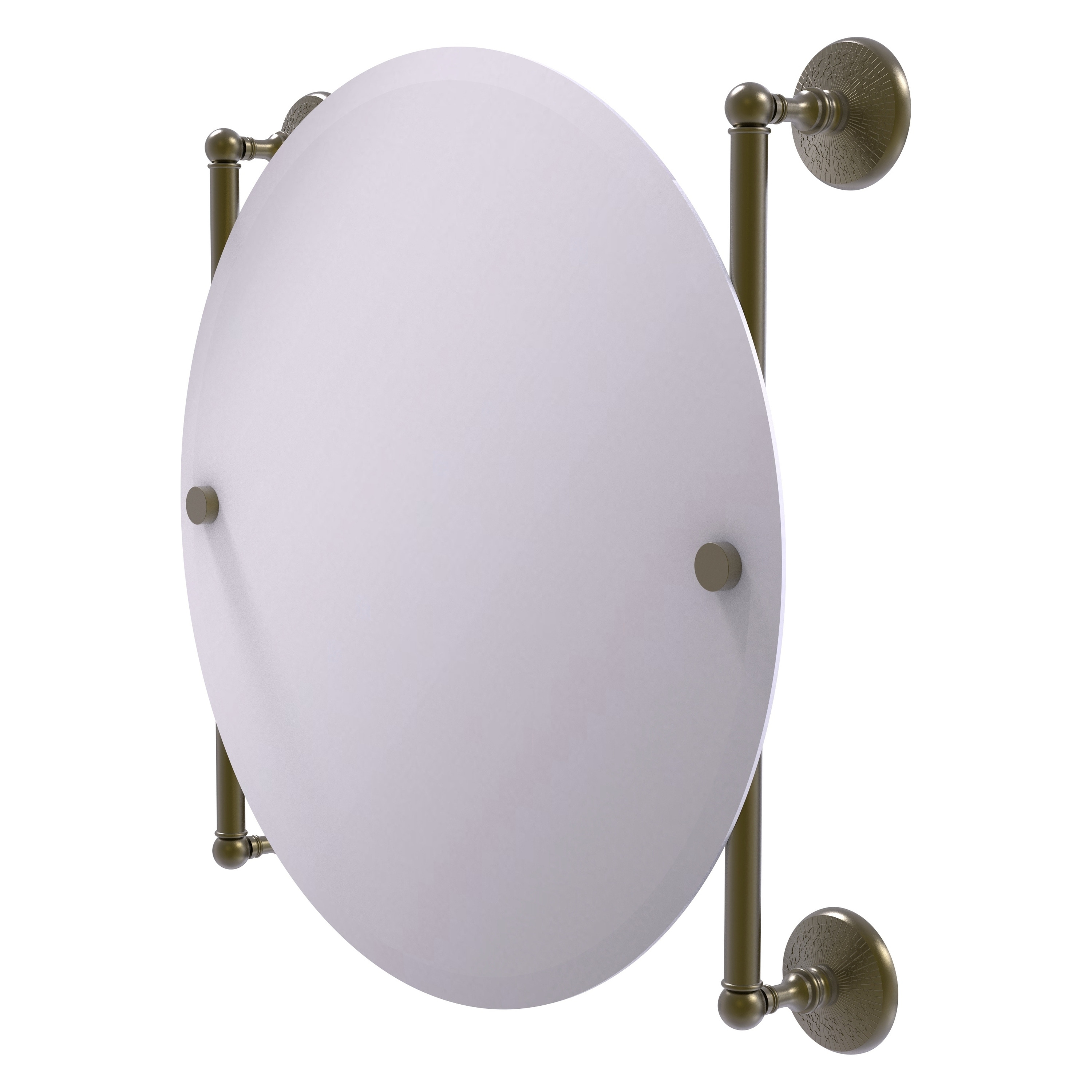 Allied Brass MC-27-90-ABR Monte Carlo 22-Inches x 22-Inches Beveled Frameless Round Bathroom Vanity Mirror ( Antique Brass )