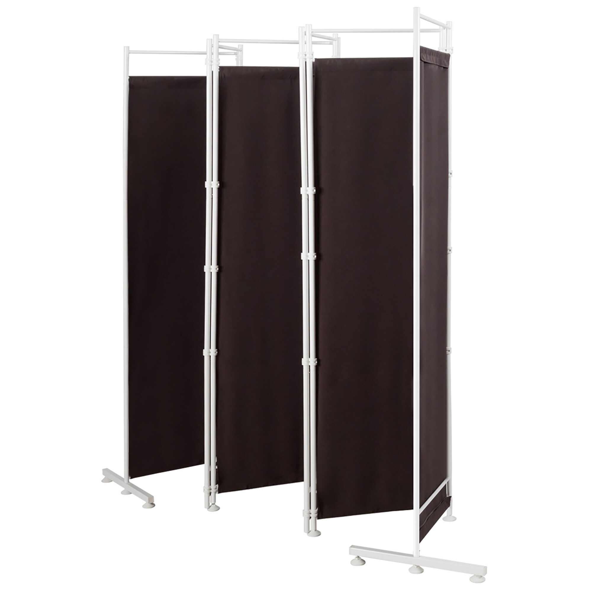 Brown Polyester 6-Panel Folding Room Divider with Steel Frame