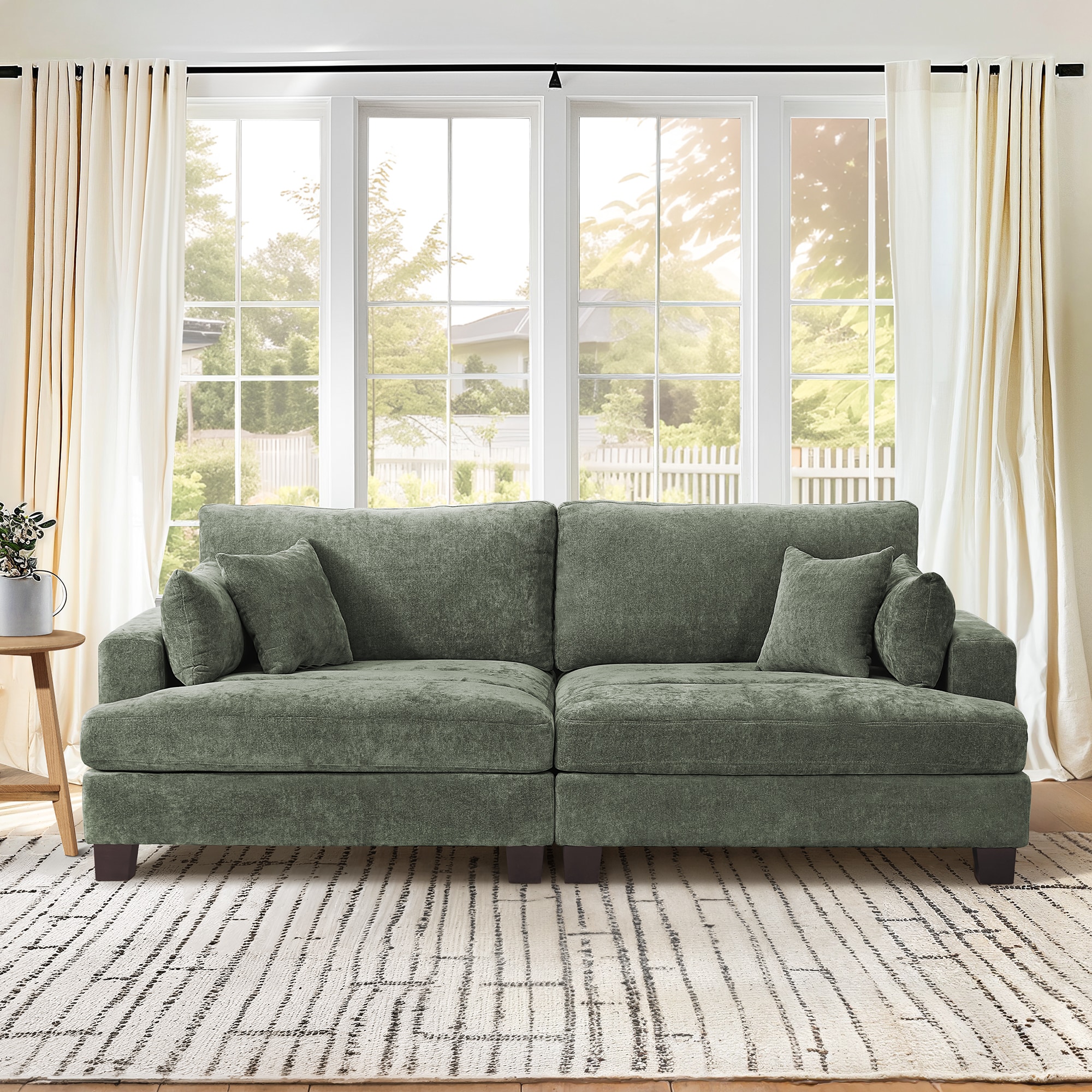 LUE BONA SG-005-3ALS 2 Modern Gray-Green Chenille Accent Chair