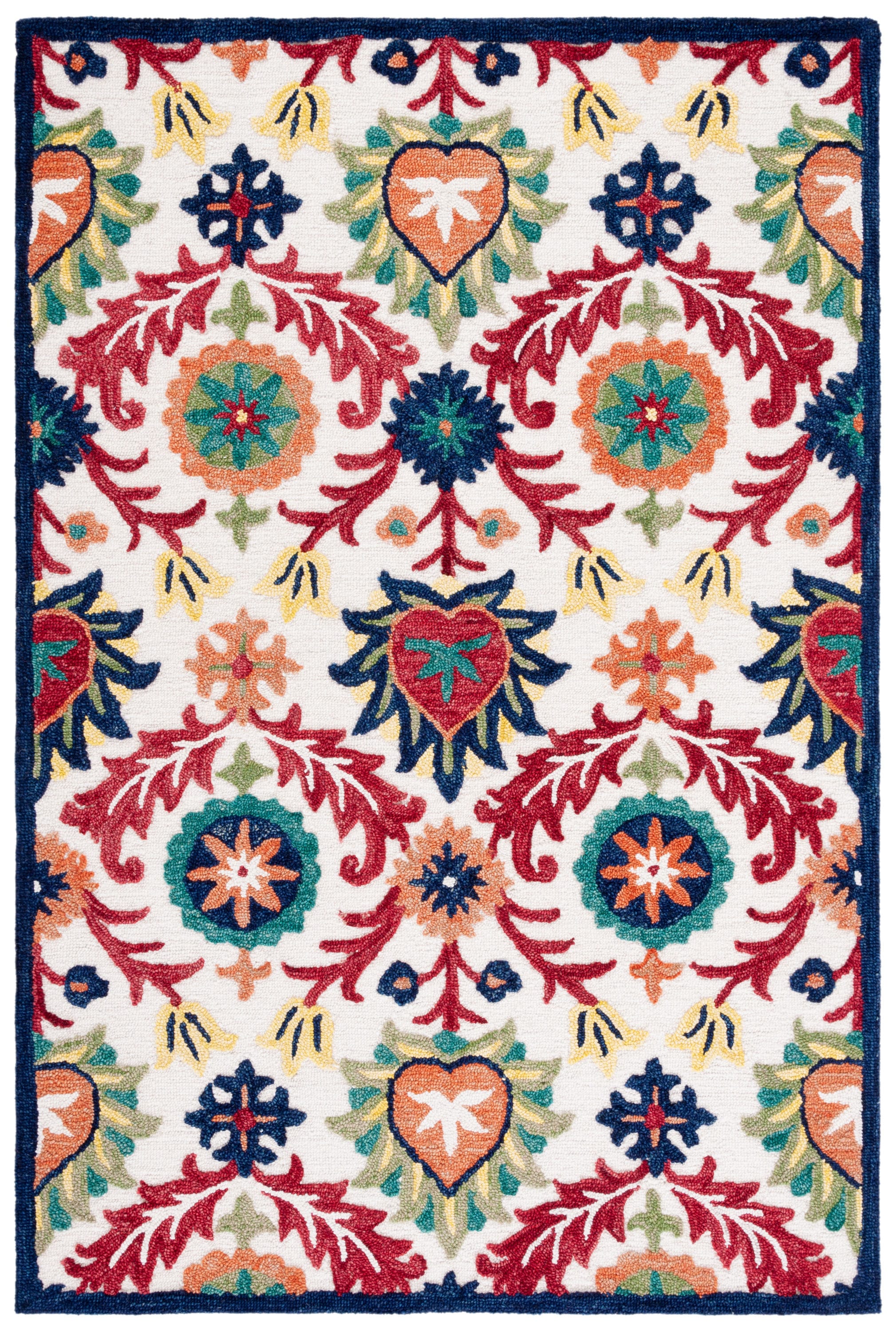 Safavieh BLM563A-5 Blossom Cora 5 x 8 (ft) Tufted Wool Ivory/Green Rectangular Indoor Floral/Botanical Bohemian/Eclectic Area rug