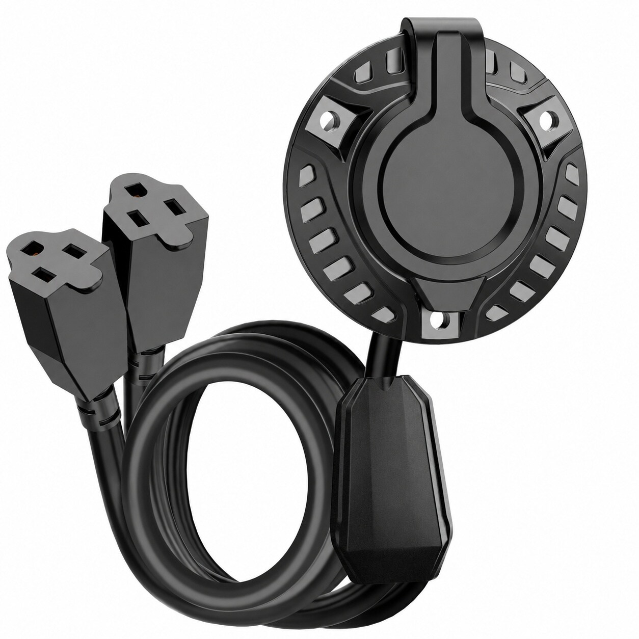 Etokfoks  Outdoor 15 Amp Single Space Single Circuit AC Port Plug 12AWG Shore Power Inlet Extension Cord Water Resistant Cap
