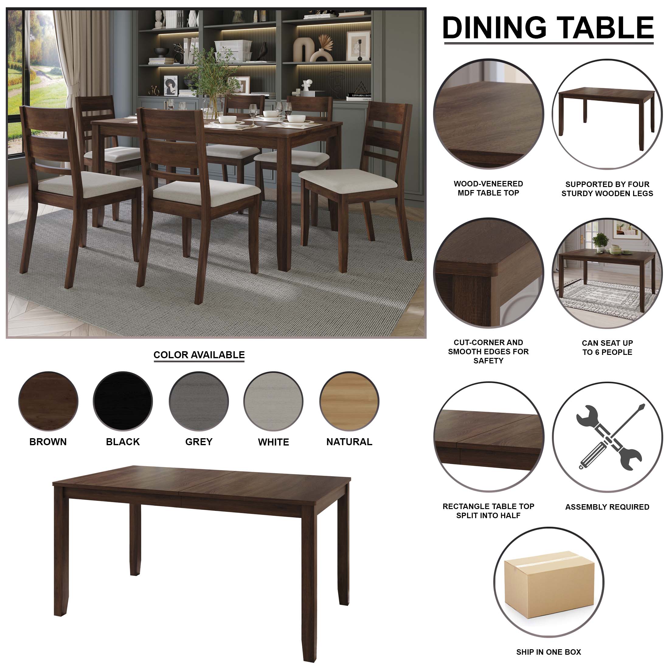 CasePiece C3071T59-BN-WD Dining-Tables - View #8