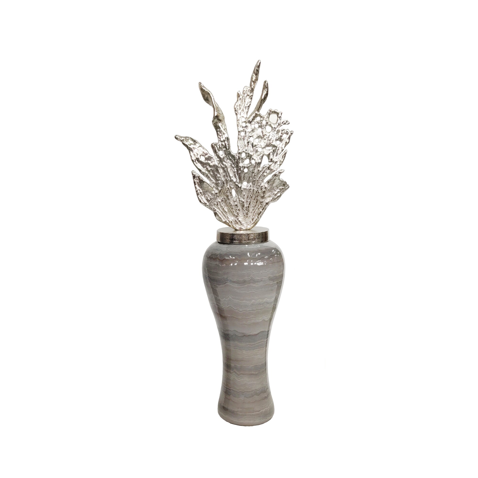Sagebrook Home 15208-02 Gray Glass Modern Decorative Jar
