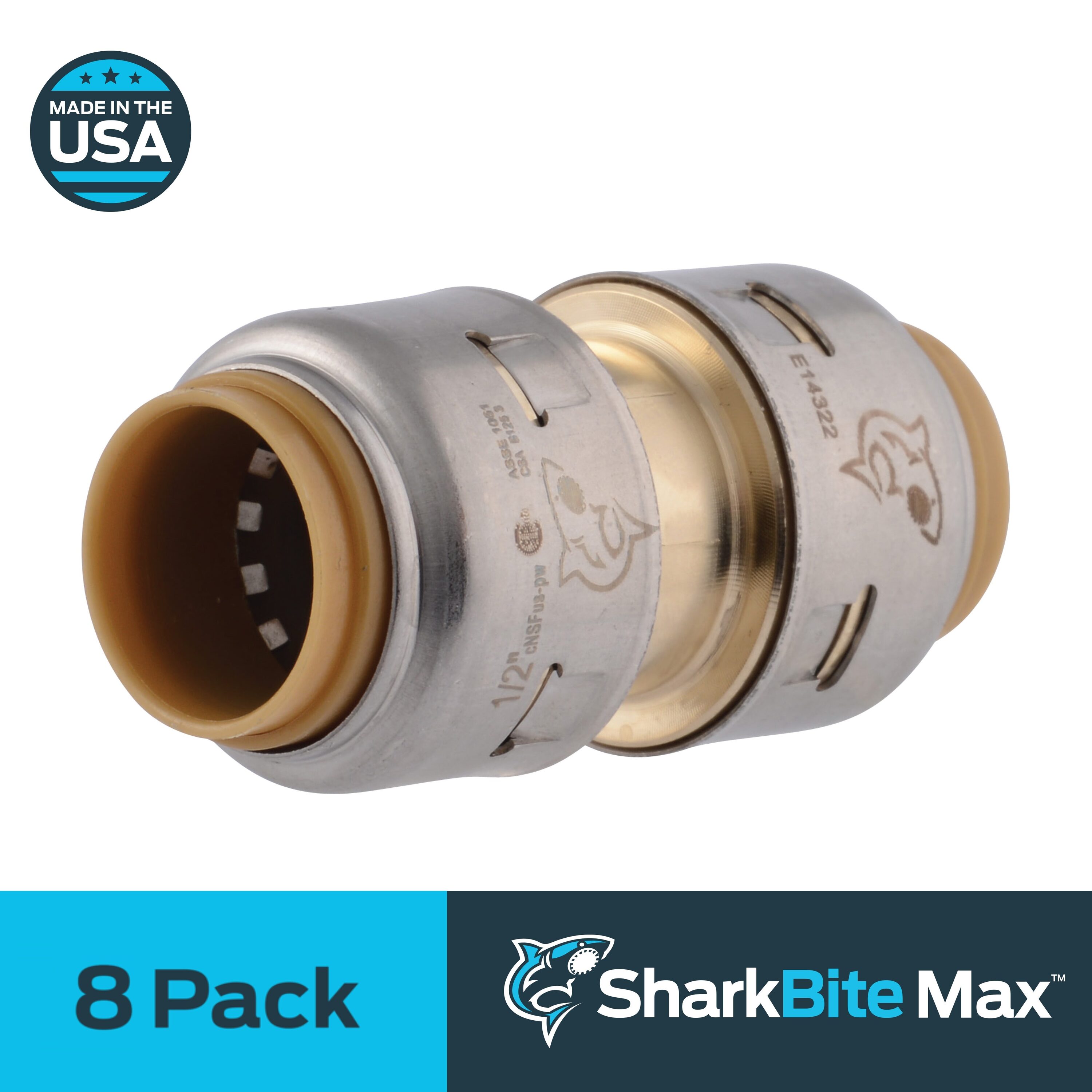SharkBite UR016JZ8 Max 3/4-in Push-to-Connect Coupling (8-Pack)