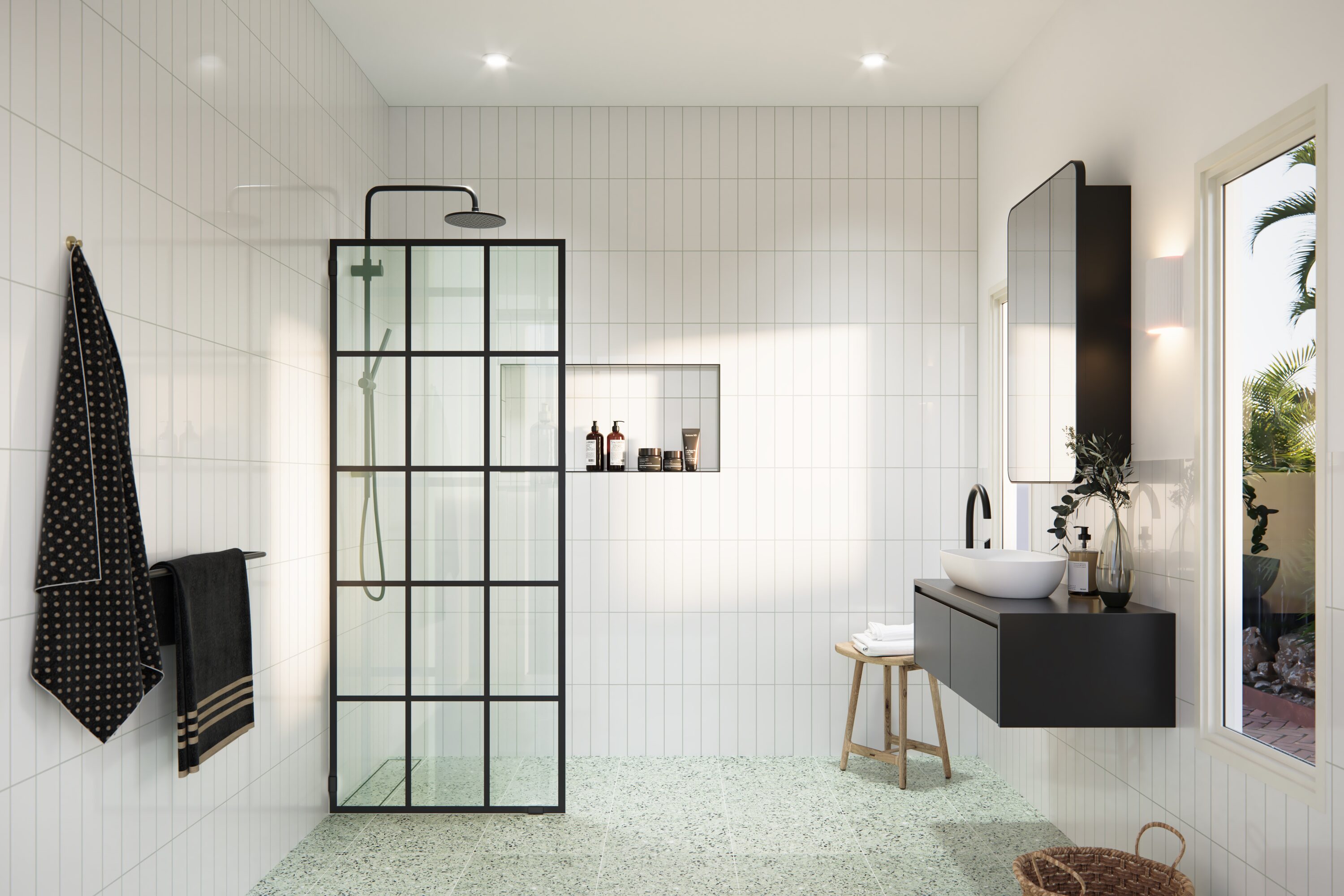 Glass Warehouse Esprit Matte Black 32-in W x 78-in H Frameless Fixed Shower Door 3/8-in Thick Tempered Glass
