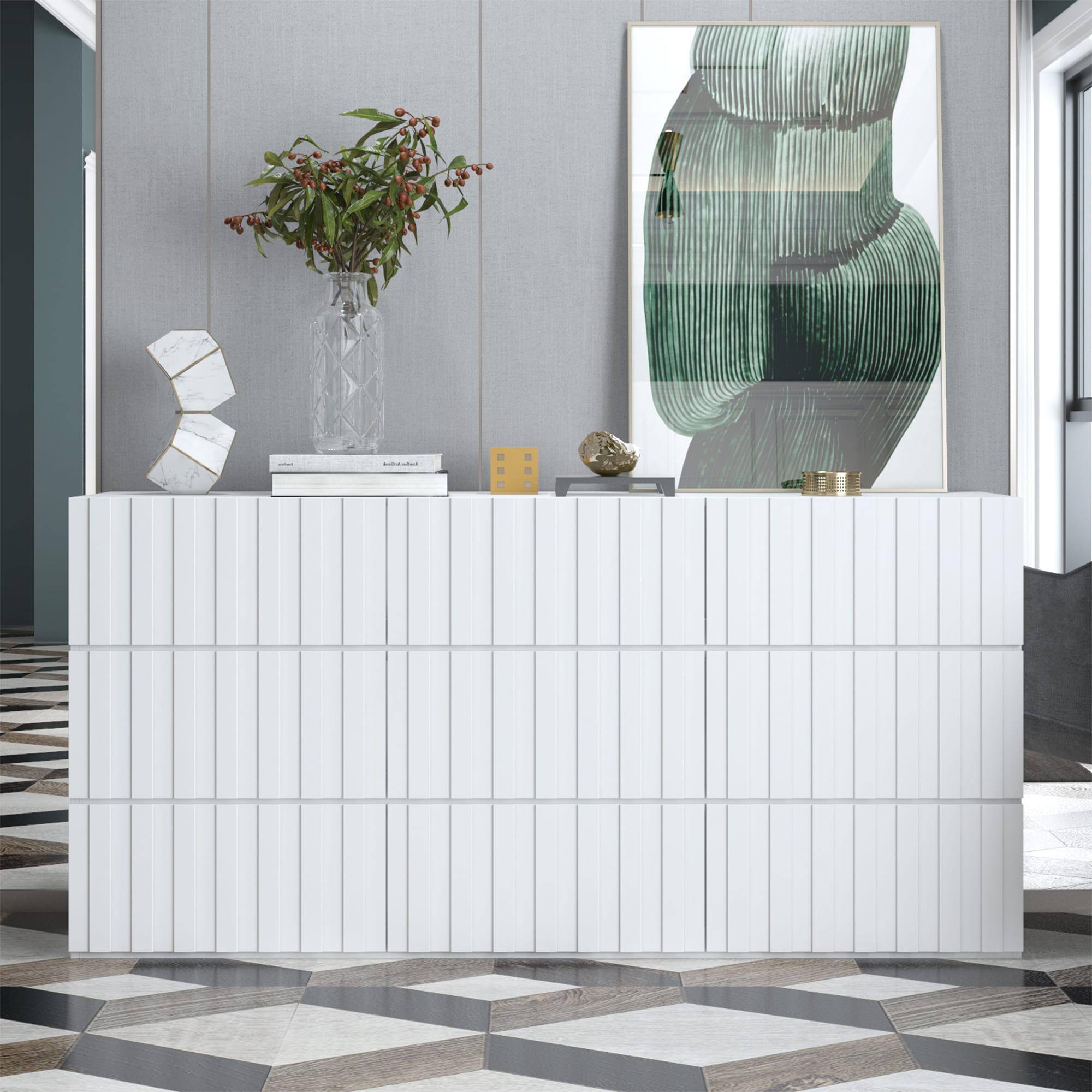 FUFU&GAGA KF460042-01 White 9 -Drawer Standard dresser