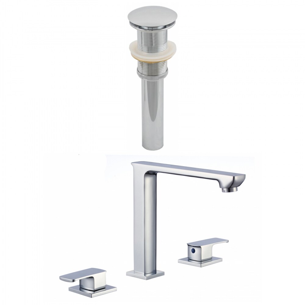 American Imaginations AI-23448 Chrome 2-handle Widespread WaterSense Mid-arc Bathroom Sink Faucet with Drain