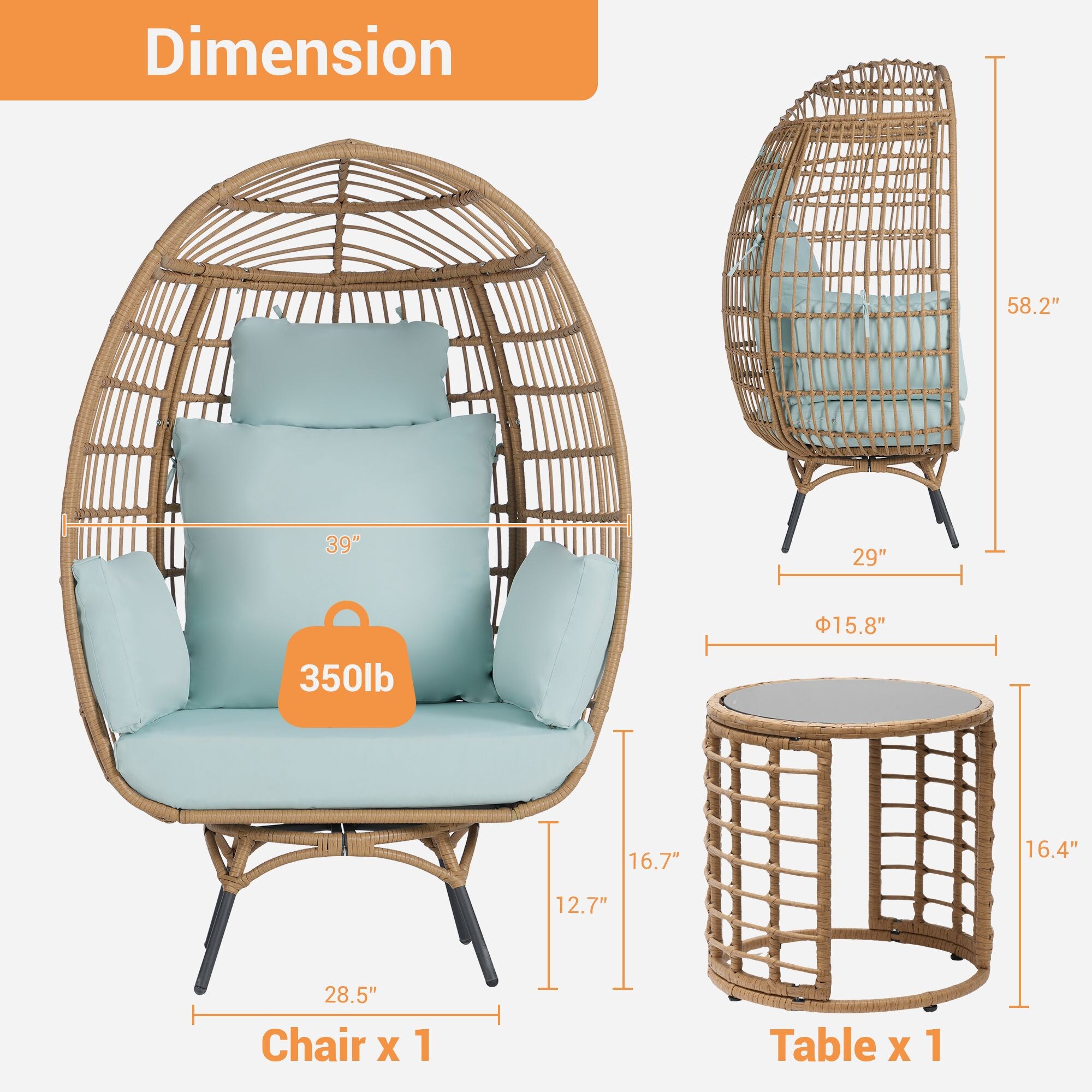 SANSTAR L-RJDC54TF-3P Patio-Conversation-Sets - View #2