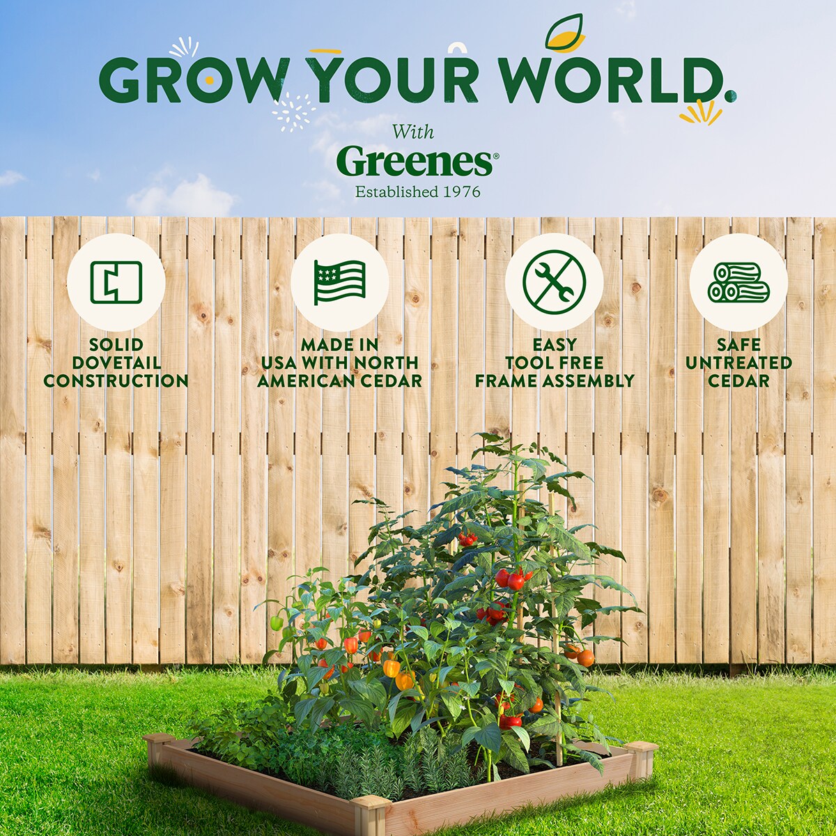 Greenes 48" x 48" Brown Cedar Raised Garden Bed