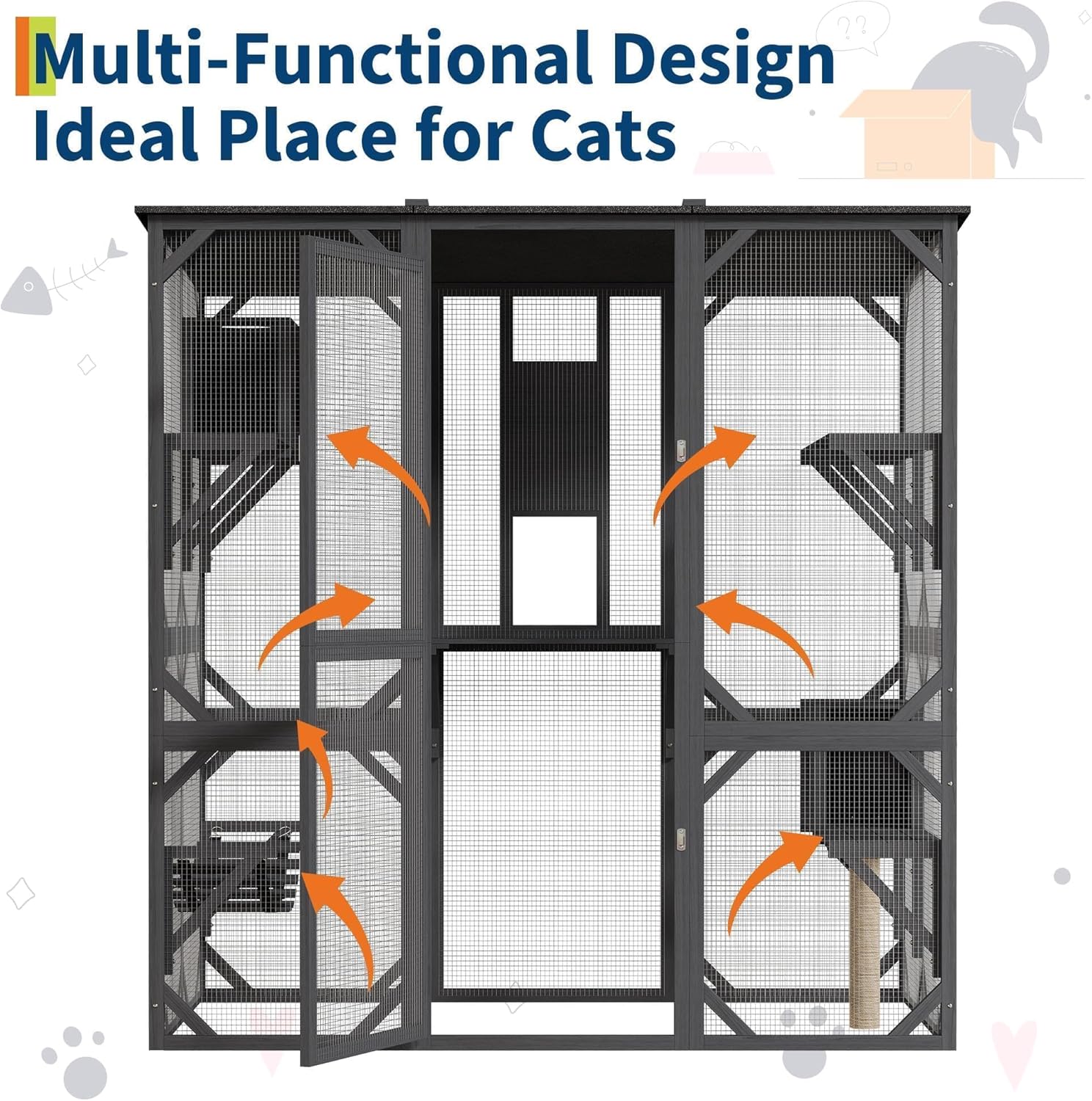 IdealHouse 70in Extra Large Walk in Catio with Window Access Outdoor ...
